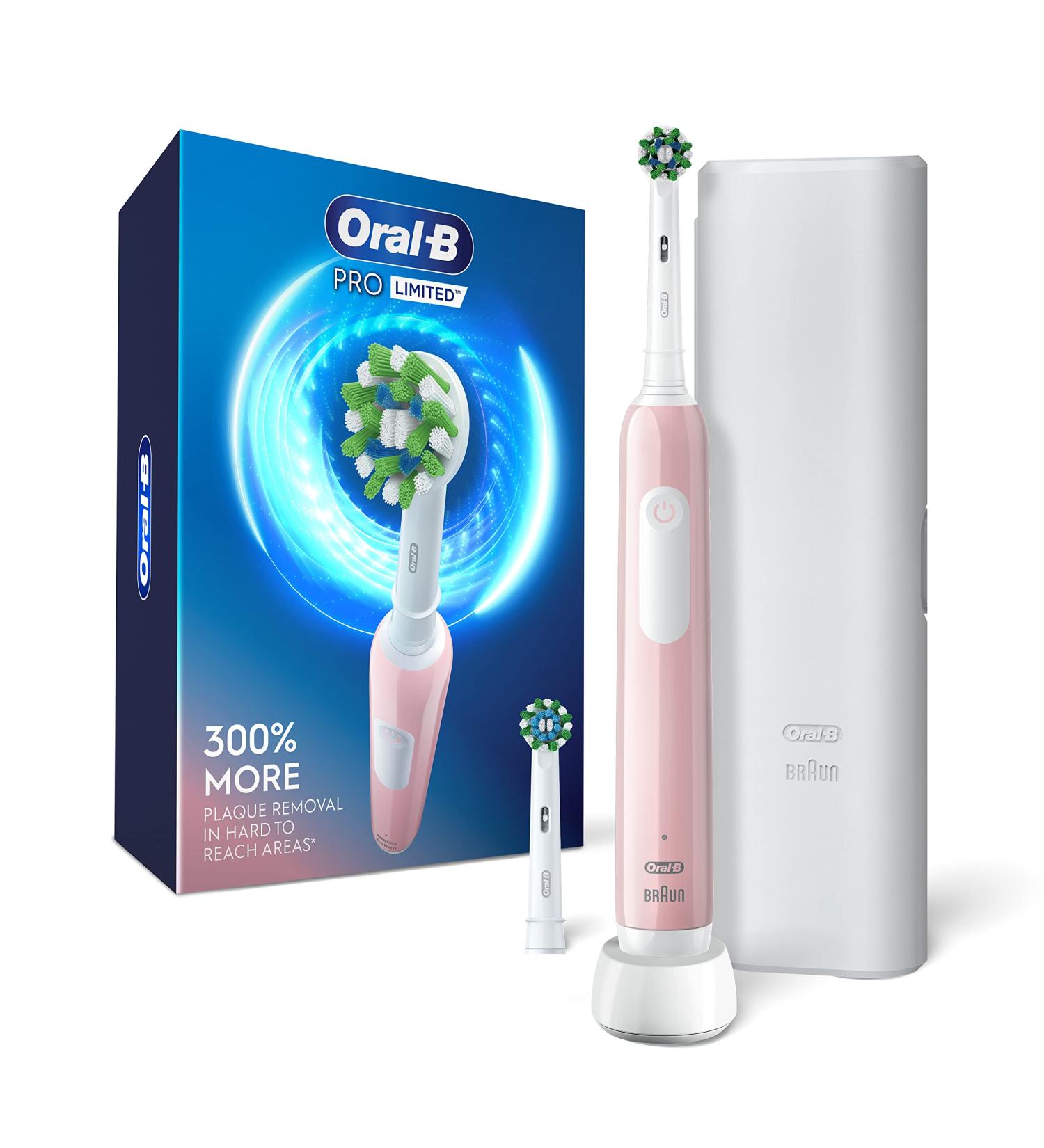 Oral-B Pro Limited Electric Toothbrush (2 Brush Heads) Rechargeable - Pink - Buy Online on GoSupps.com