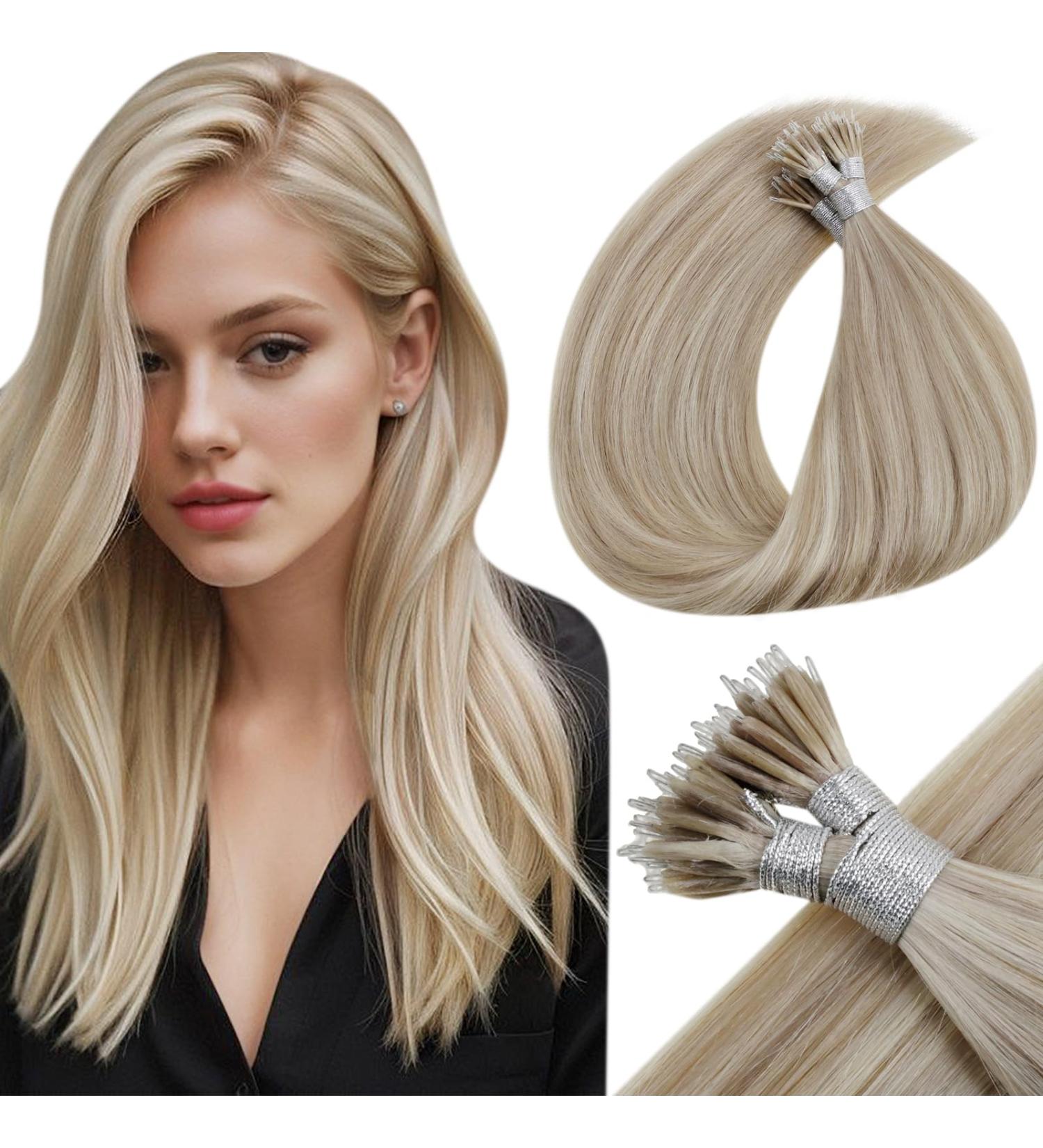 LAAVOO Remy Nano Ring Hair Extensions - 50cm Cold Fusion Ash Blonde #P18/613 50 Strands 1g/S Real Human Hair - Shop Now! - Buy Online on GoSupps.com