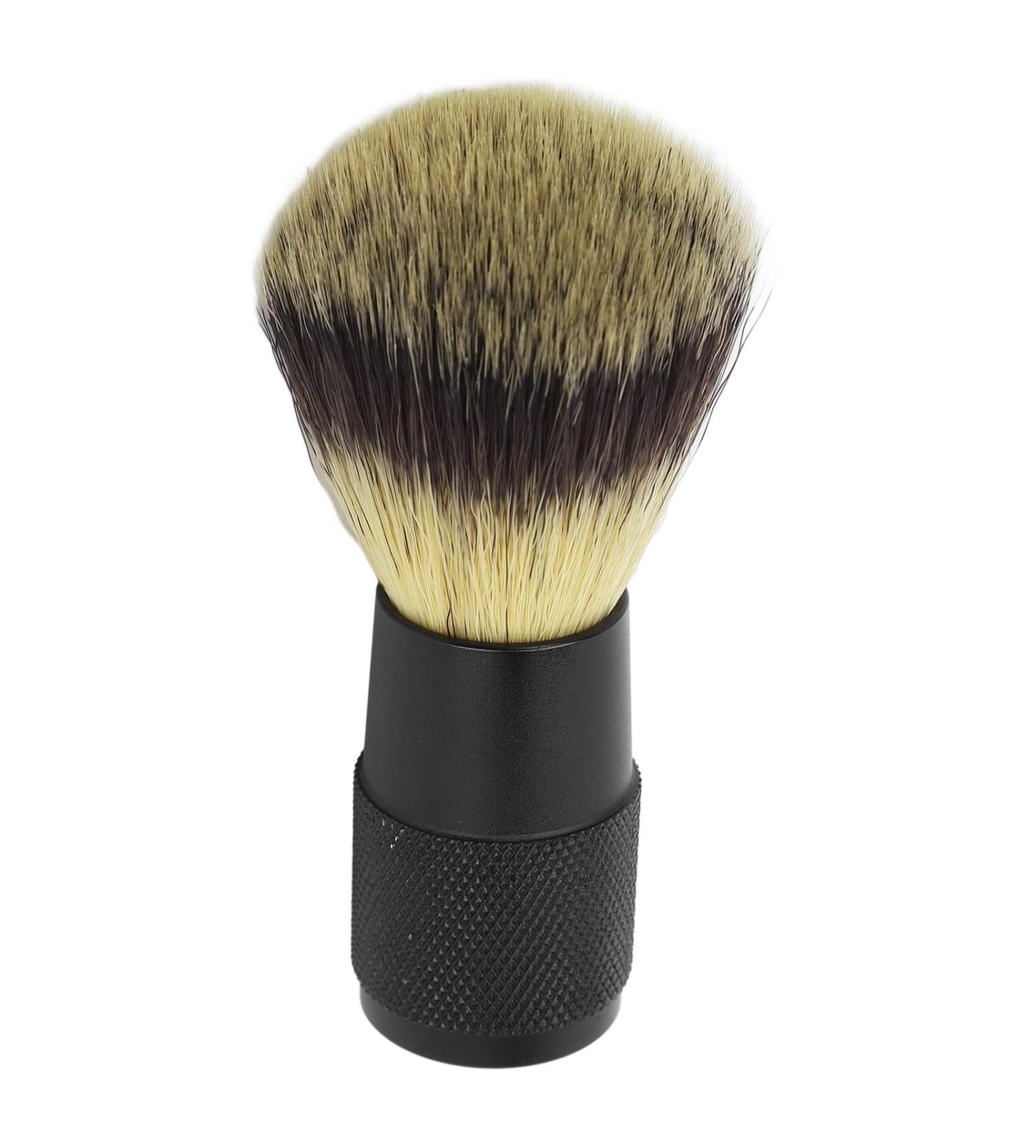 Foam Beard Brush | Black Alloy Handle | Soft Bristle Synthetic Beard Brush for Men | Travel Shaving Brush - Buy Online on GoSupps.com