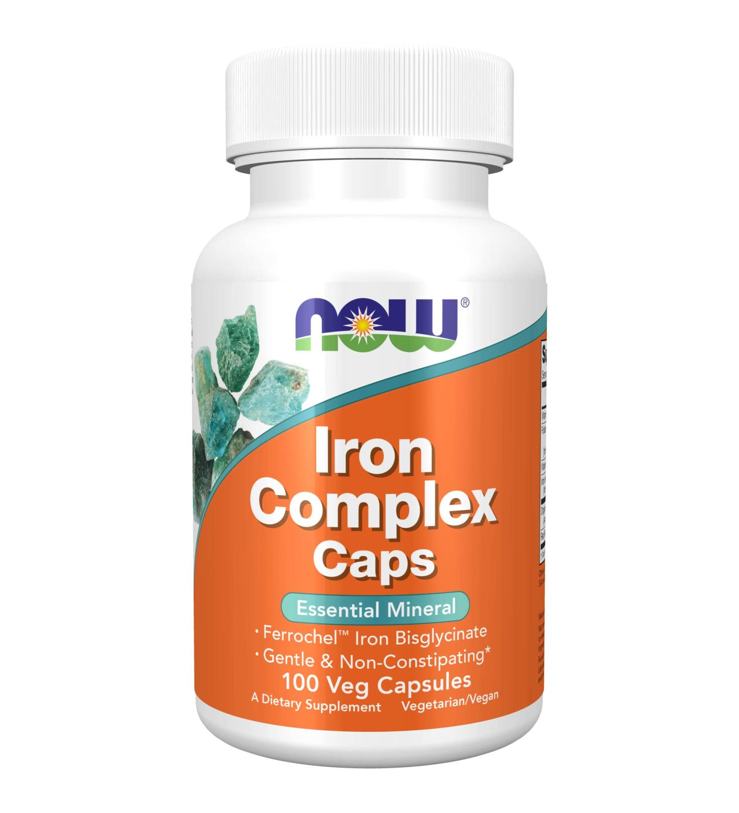 Now Foods Iron Complex - 100 Veg Capsules | Supports Energy & Blood Health - Buy Online on GoSupps.com