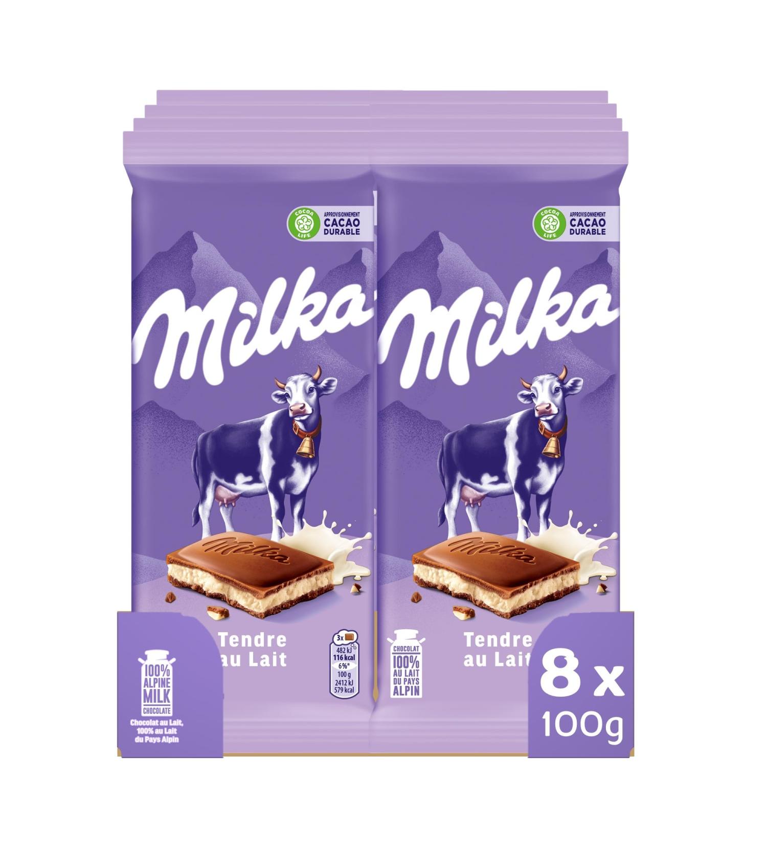 MILKA - 8 x Milka Milk Chocolate and Heart Milk Fondant Tablets 100g - Soft Chocolate Milk from the Alpine Country - Set of Milk Chocolate Tablets and Heart Milk Fondant - Pack of 8 x 100g - Buy Online on GoSupps.com