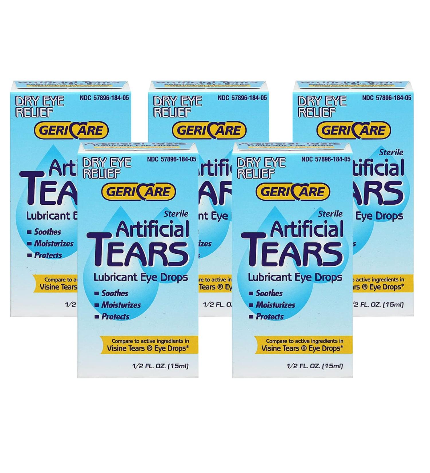 Gericare Artificial Tears Lubricant Eye Drops 15 mL Per Bottle (5 Pack)