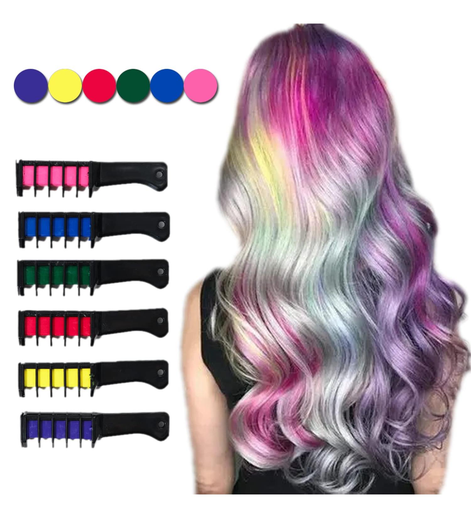 Warm Girl Hair Chalk Comb - 6 Colors Washable Temporary Hair Color for DIY Cosplay & Parties | Perfect Gift for Christmas Halloween & Birthdays - Buy Online on GoSupps.com