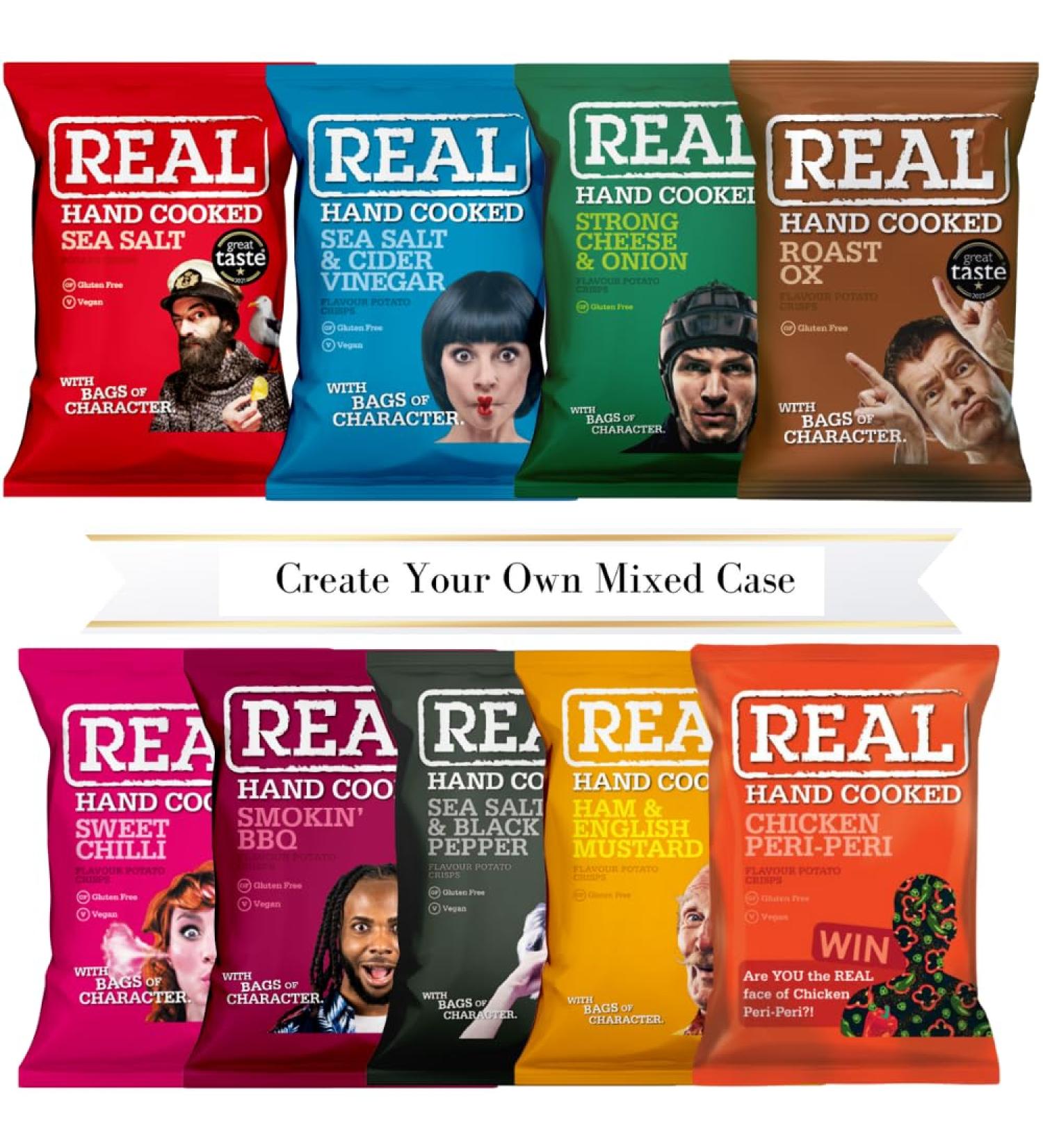 Real Crisps Create Your Own Mixed Case | 24x35g - 6x35g each of your 4 selected flavours. - Buy Online on GoSupps.com