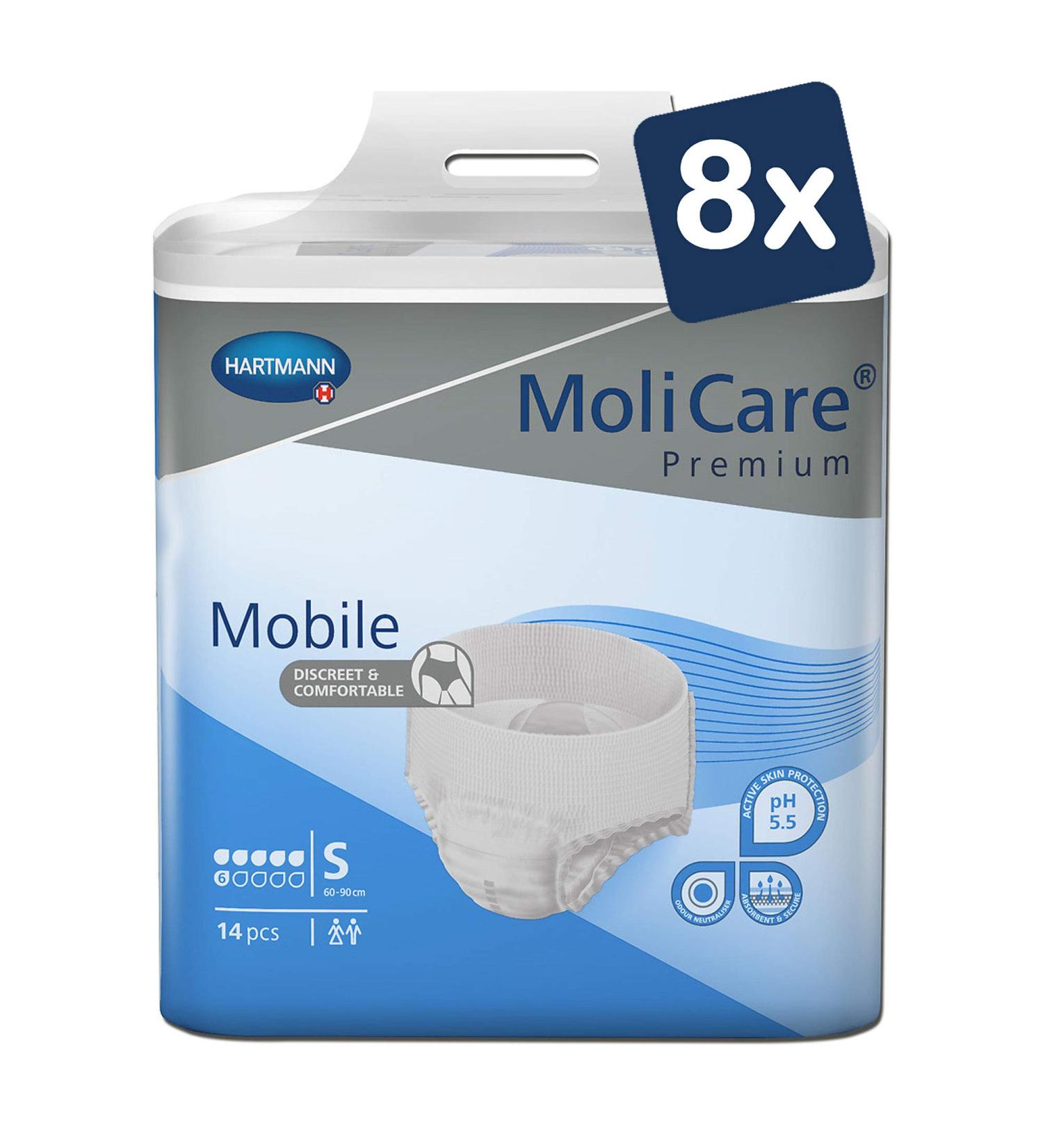 Molicare Premium Mobile Disposable Pants for Men & Women | 6 Drops Size S (60-90 cm) | 112 Pieces - Discreet Incontinence Protection - Buy Online on GoSupps.com