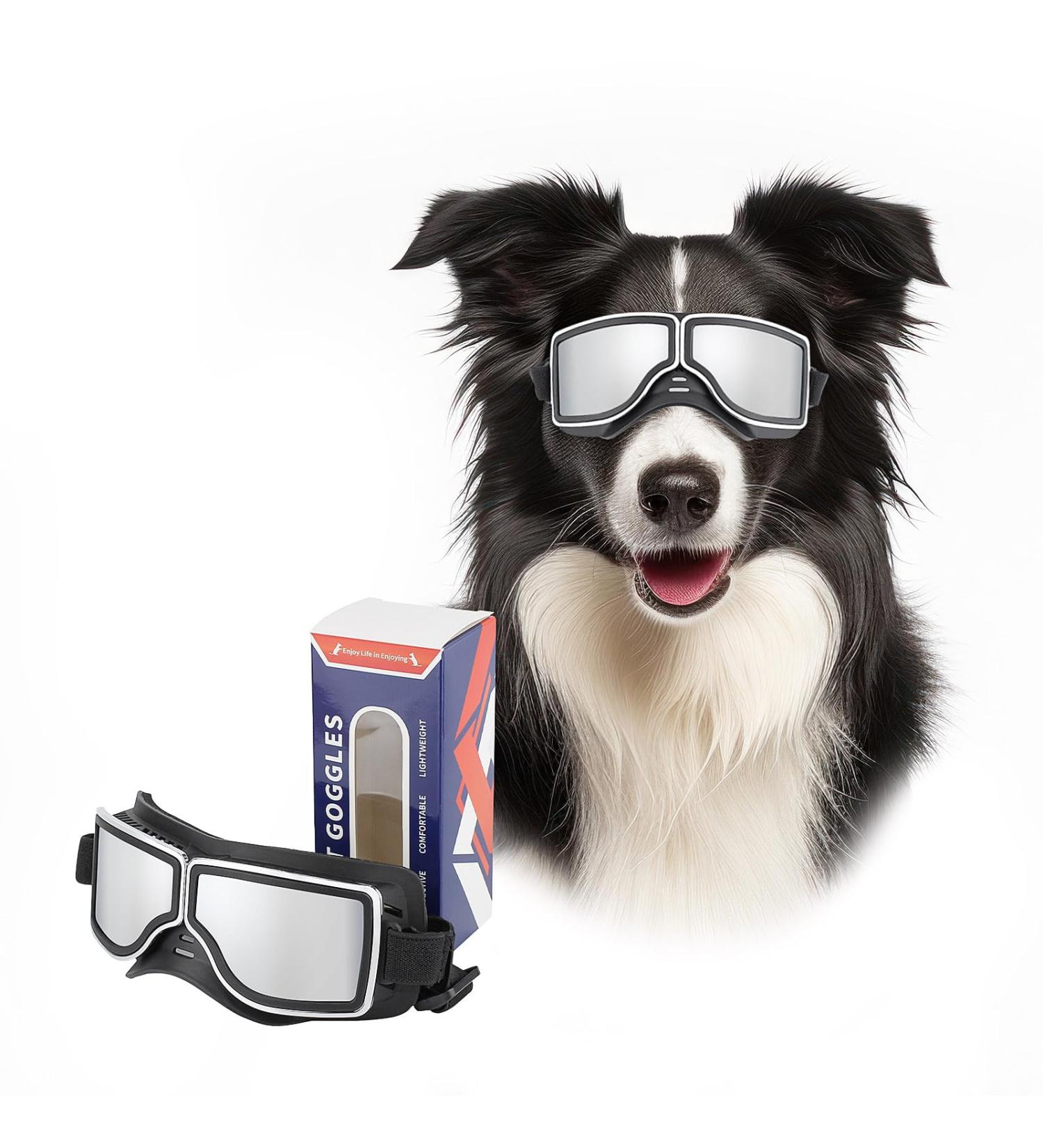 Petleso Adjustable UV Protective Dog Glasses for Large Dogs - Cool Motorcycle Style Sunglasses for Medium/Large Breeds - Buy Online on GoSupps.com