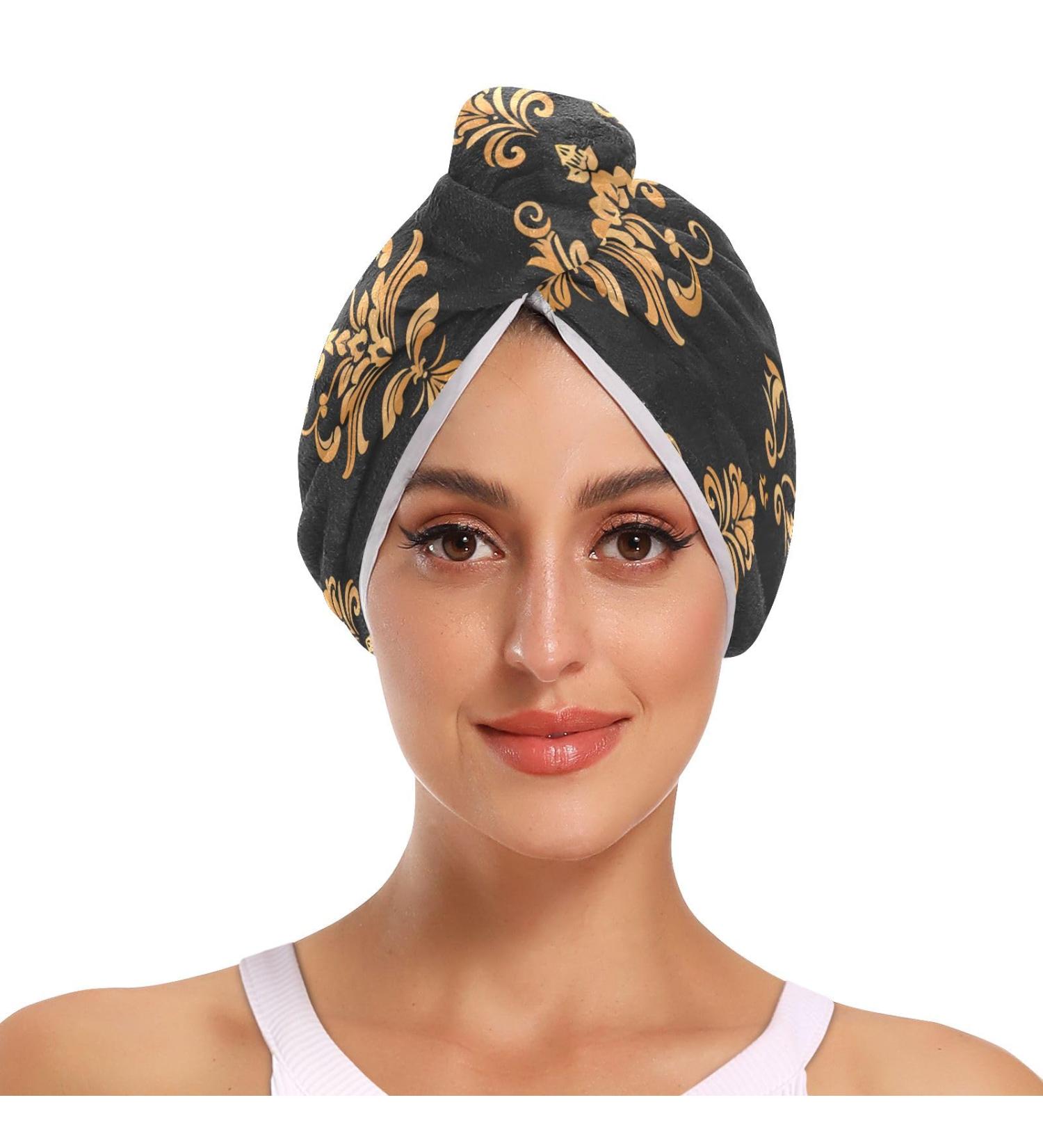 Buy Boho Flower Hair Towel 2 Pack | Super Absorbent Quick Dry Hair Turbans for Women & Girls - Buy Online on GoSupps.com