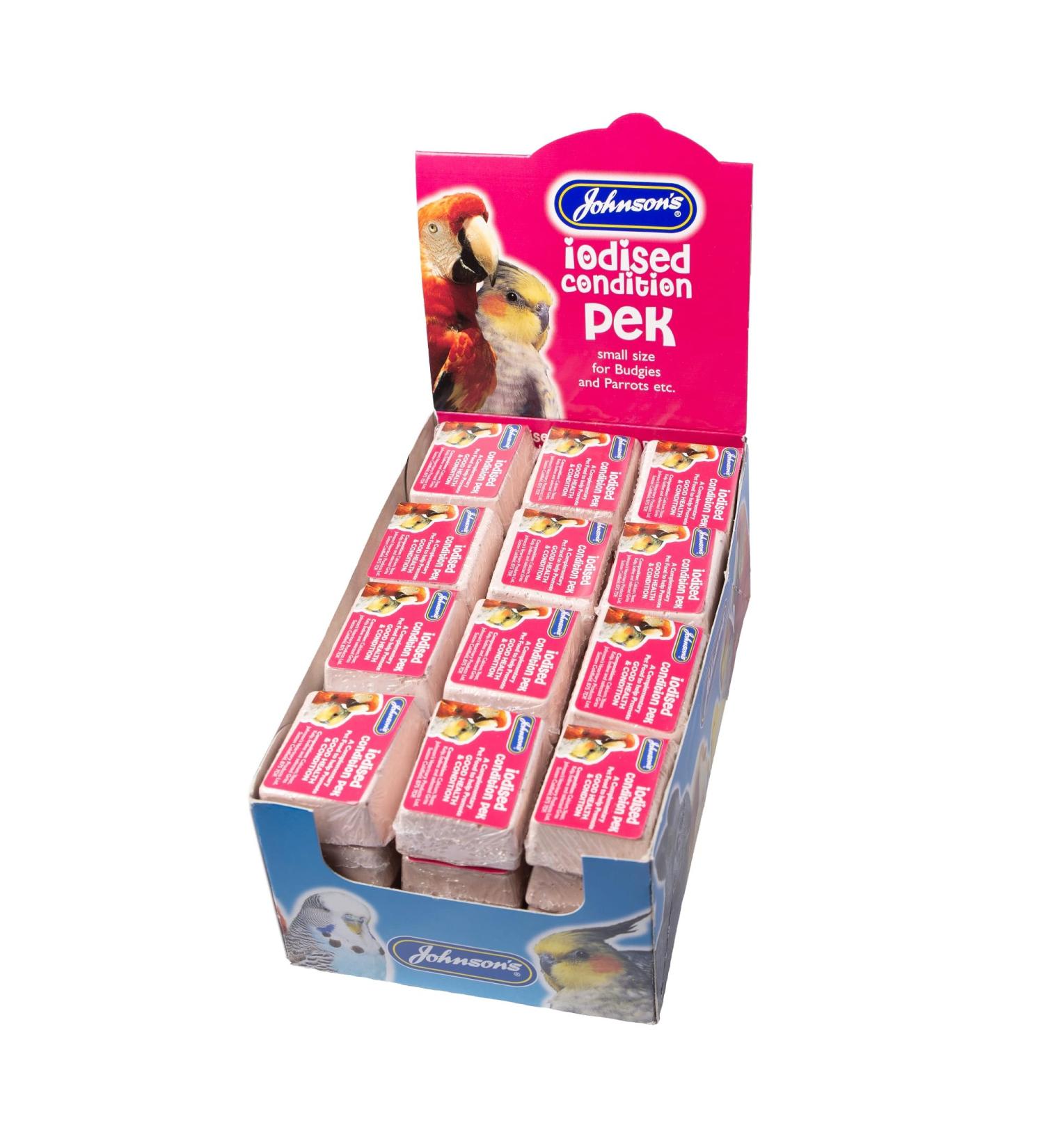 LEEWAY WOODWORK JOHNSONS IODISED CONDITION PEKS - 40G SMALL BIRD HEALTH VITAMIN MINERALS PECKS (X24)