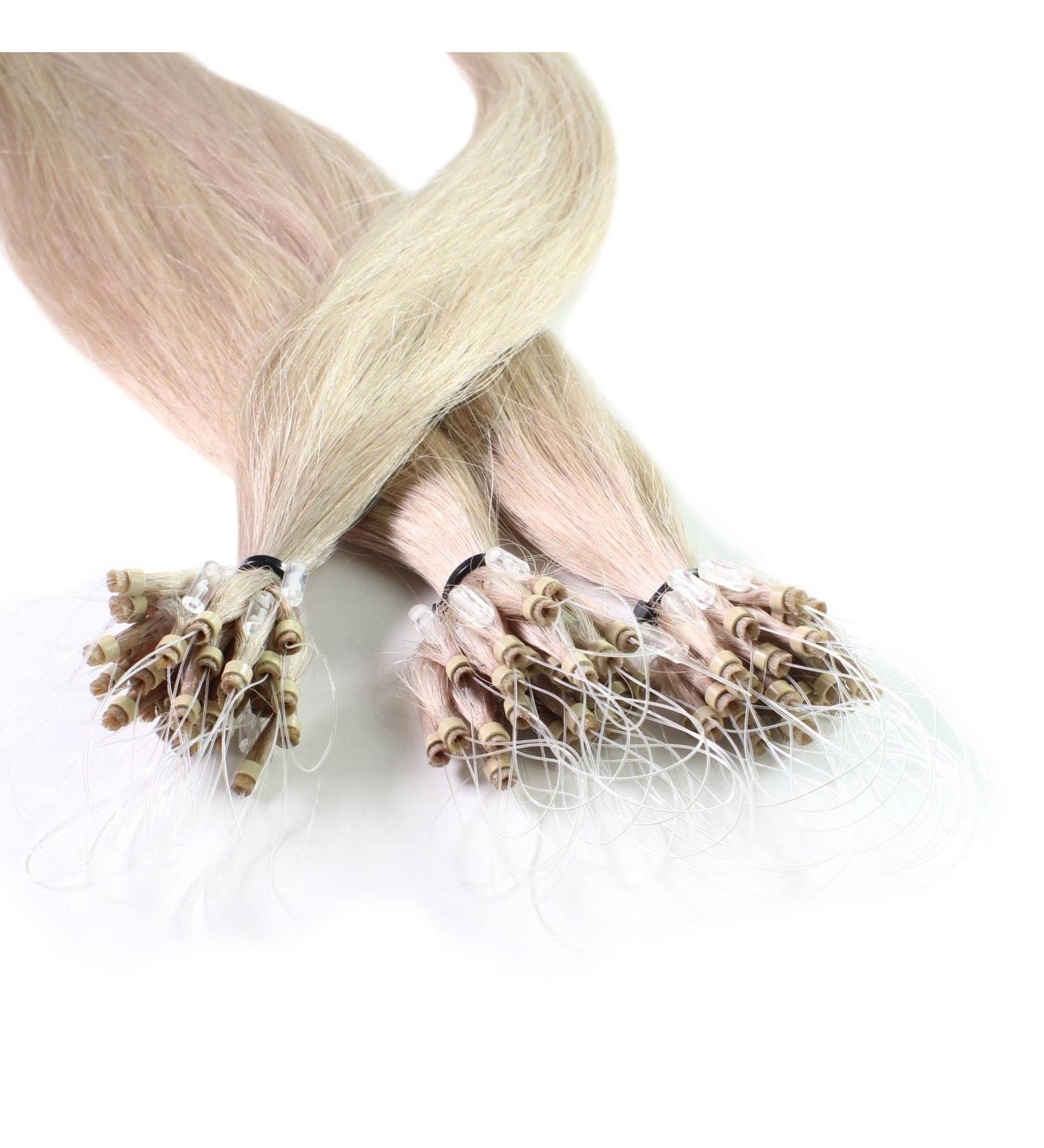 hair2heart Micro Ring Hair Extensions | 100% real Micro Loop human hair | Micro Beads Extension | straight Hair | #10/1 Light-Light Blonde Ash | 1 grams per strand | 16 inch - Buy Online on GoSupps.com