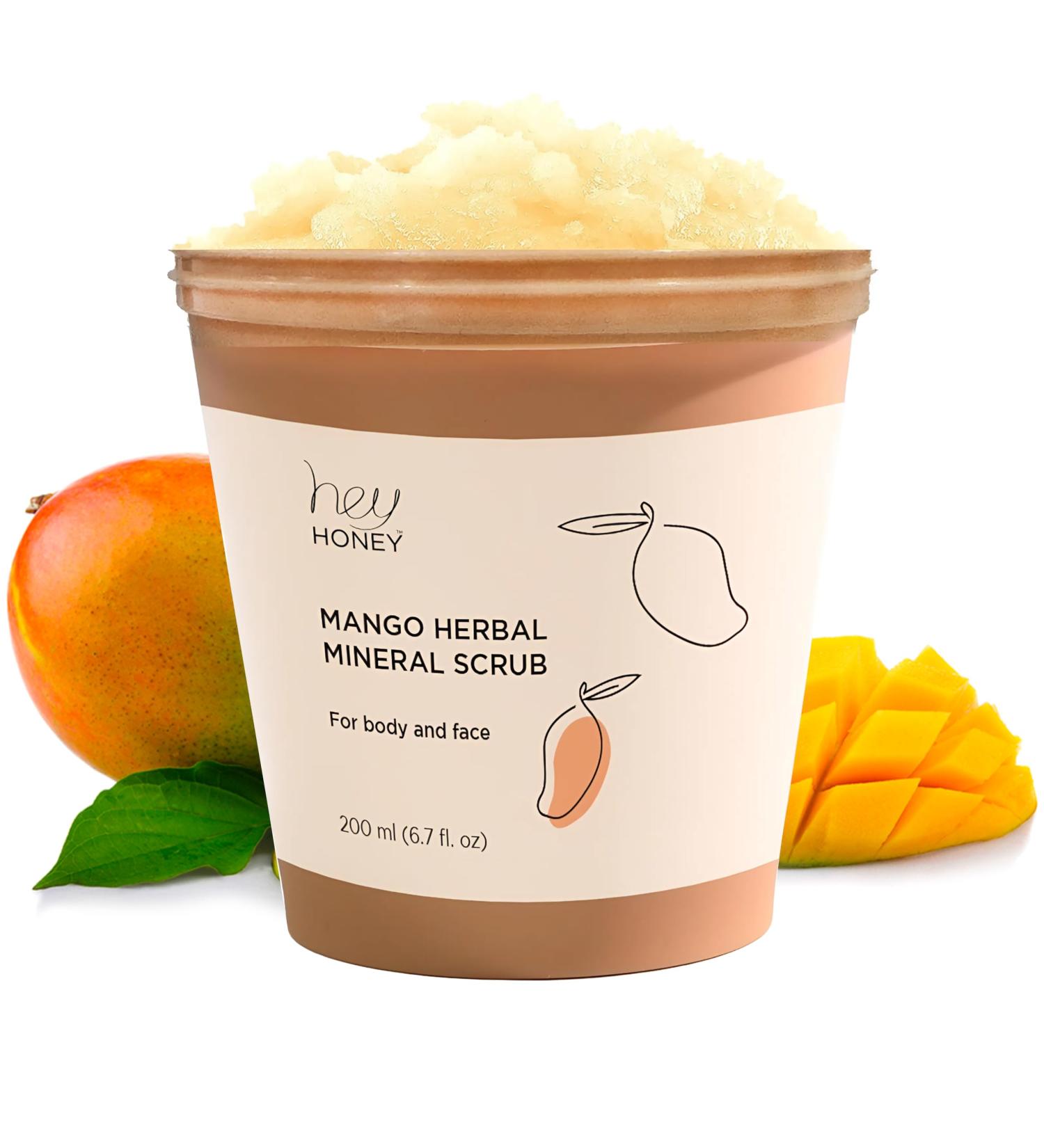 Hey Honey Skincare Mango Herbal Mineral Scrub Dead Sea Salt Exfoliator for Body & Face | Gently Buffs Smooths & Hydrates Skin | Cruelty-Free Paraben-Free Vegetarian | 6.7 oz - Buy Online on GoSupps.com