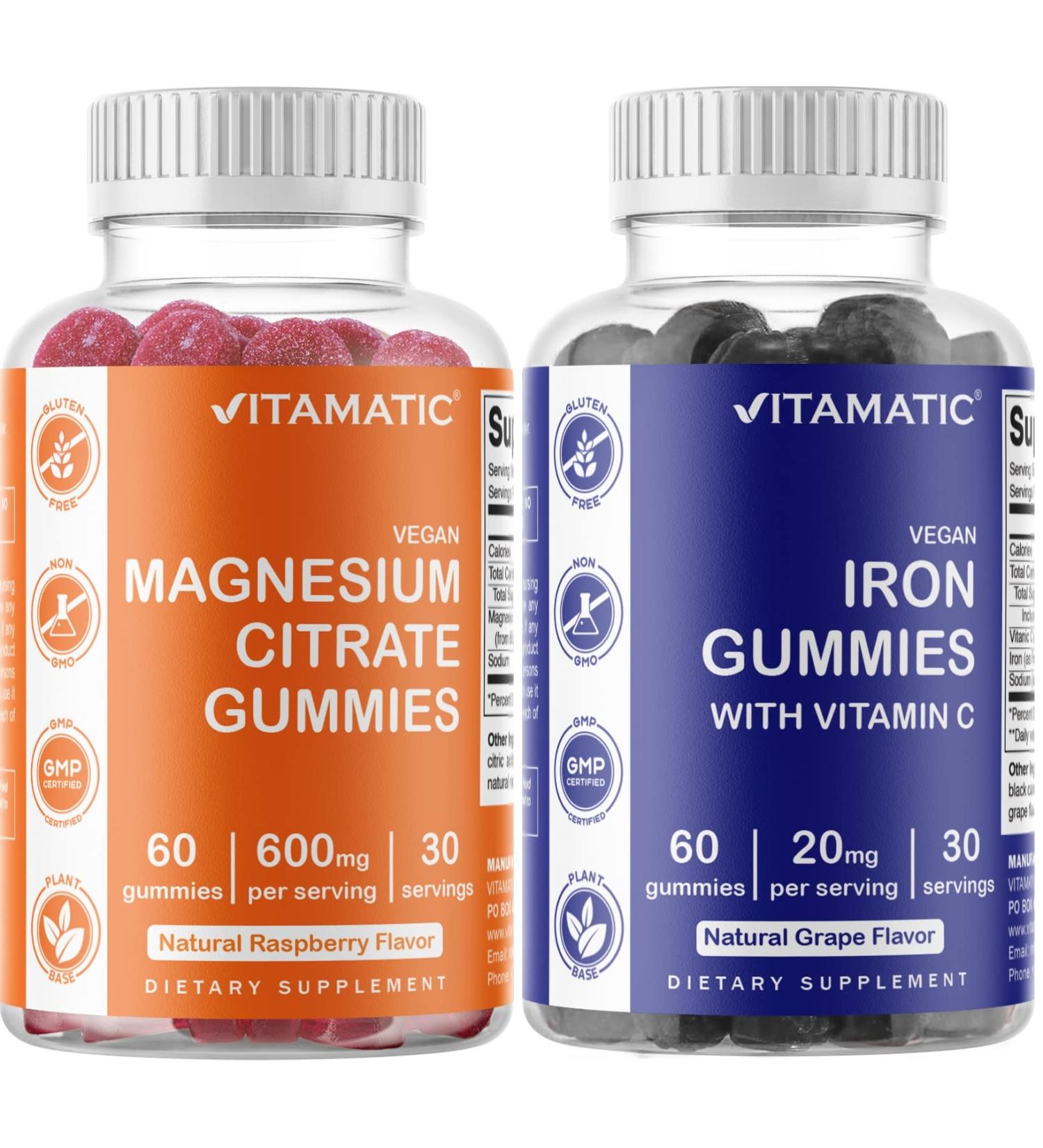 Magnesium & Iron Vegan Gummies - 60 Count Each - Buy Online on GoSupps.com