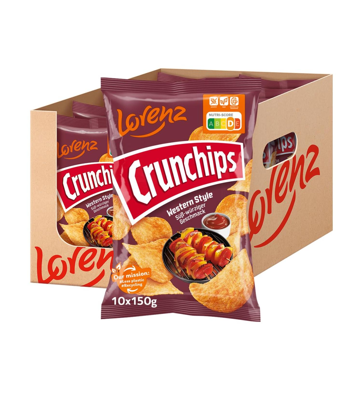 Buy Lorenz Snack World Crunchips Western Style - Pack of 10 (150g Each) - Delicious International Snack - Buy Online on GoSupps.com