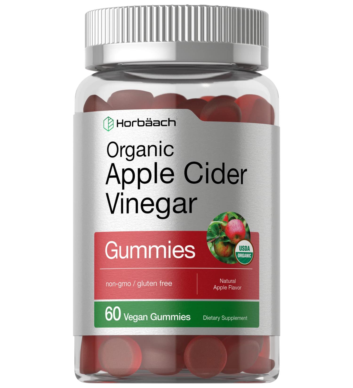 Organic Apple Cider Vinegar Gummies | 60 ct | Vegan, Non-GMO & Gluten-Free | USDA Certified | Apple Flavor - Buy Online on GoSupps.com
