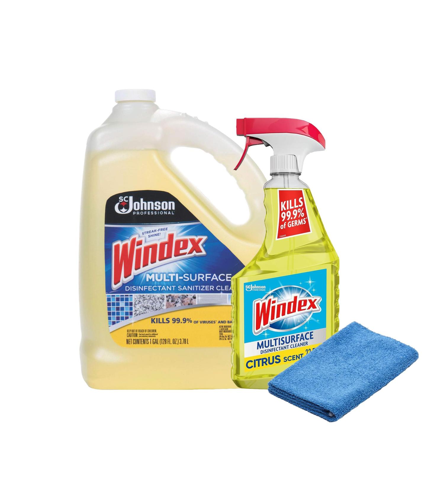 Plexon Microfiber Cleaning Cloth & Fresh Scent Multisurface Cleaner Spray - 23 Fl Oz & 1-Gallon Windex Refill | International Shipping Available - Buy Online on GoSupps.com