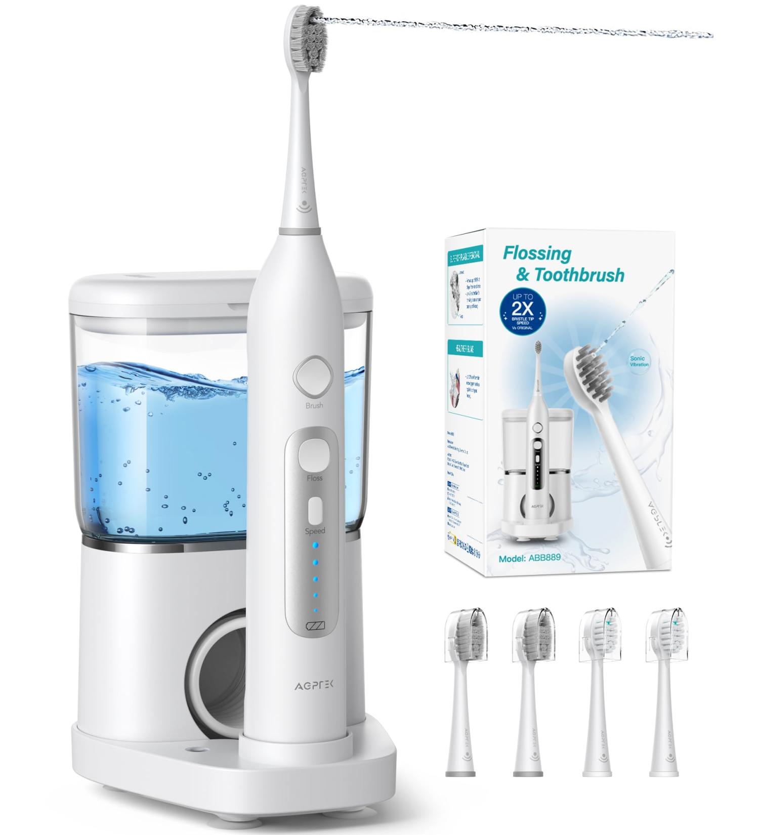 AGPTEK Electric Toothbrush & Water Flosser Combo | 5 Modes Portable IPX7 Waterproof - Ideal for Travel - Buy Online on GoSupps.com