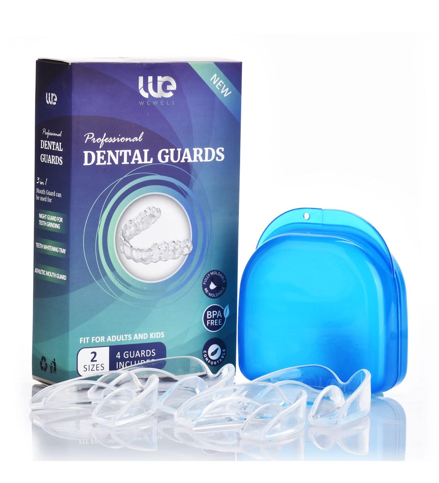 Wewell Mouth Guard for Grinding Teeth - Protect Enamel, Improve Sleep Quality - 4 Moldable Mouthpieces for Bruxism Clenching - 2 Sizes - Buy Online on GoSupps.com