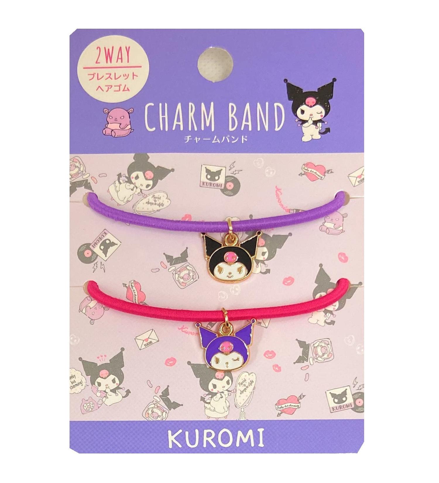 Sanrio Kuromi Hair Ties | 2pcs Ponytail Accessories Set | Kuromi/Face Designs - Buy Online on GoSupps.com