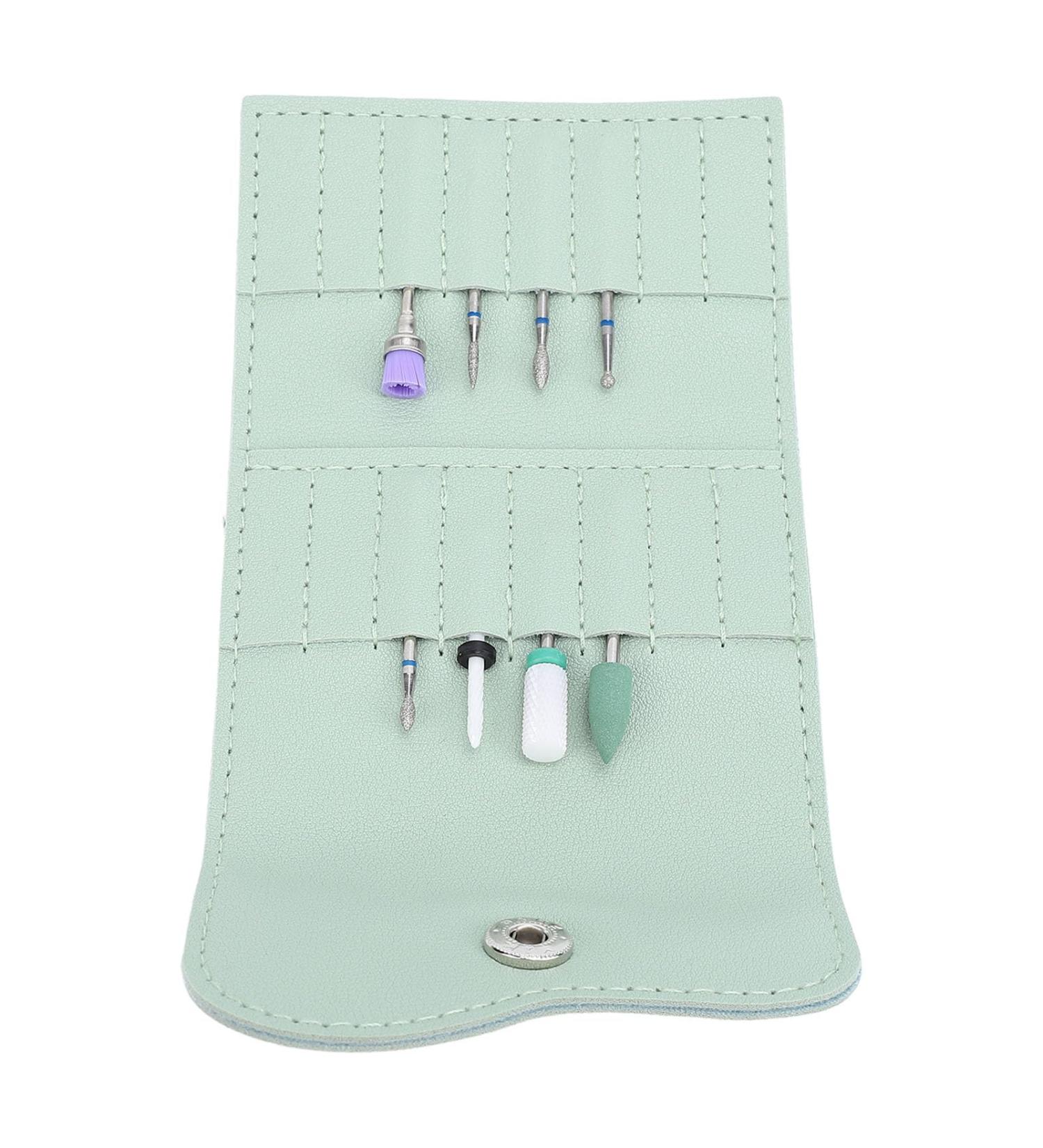 Portable Nail Sanding Head Holder Multi Layer Nail Drill Bit Wallet PU Storage with Material for Home and Salon Use - Buy Online on GoSupps.com