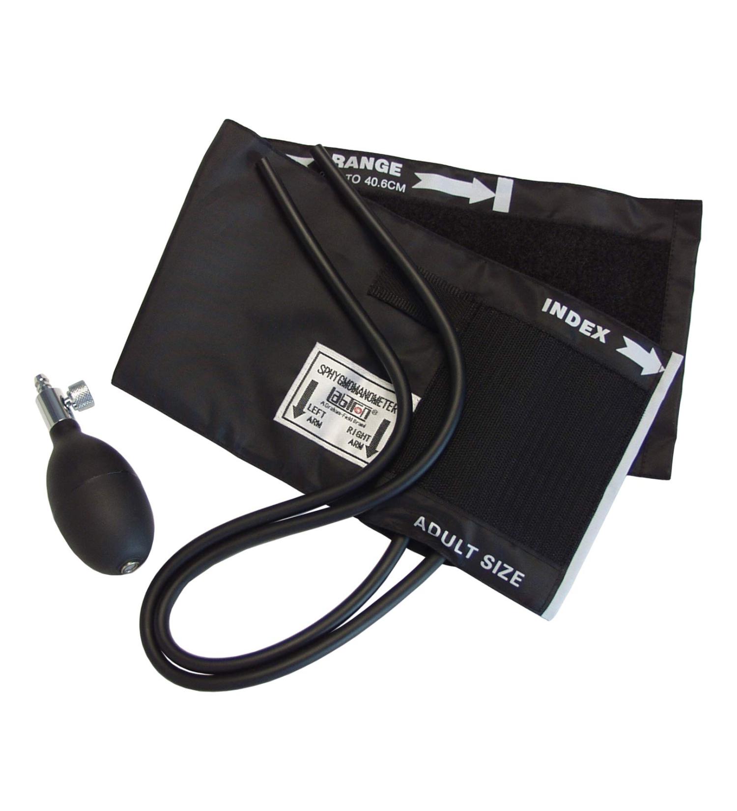 Labtron Accumax BP Cuff & Inflation System - Includes Cuff 2-Tube Bladder Bulb & Valve - Adult Black 2360A Latex-Free Bladder Black Adult