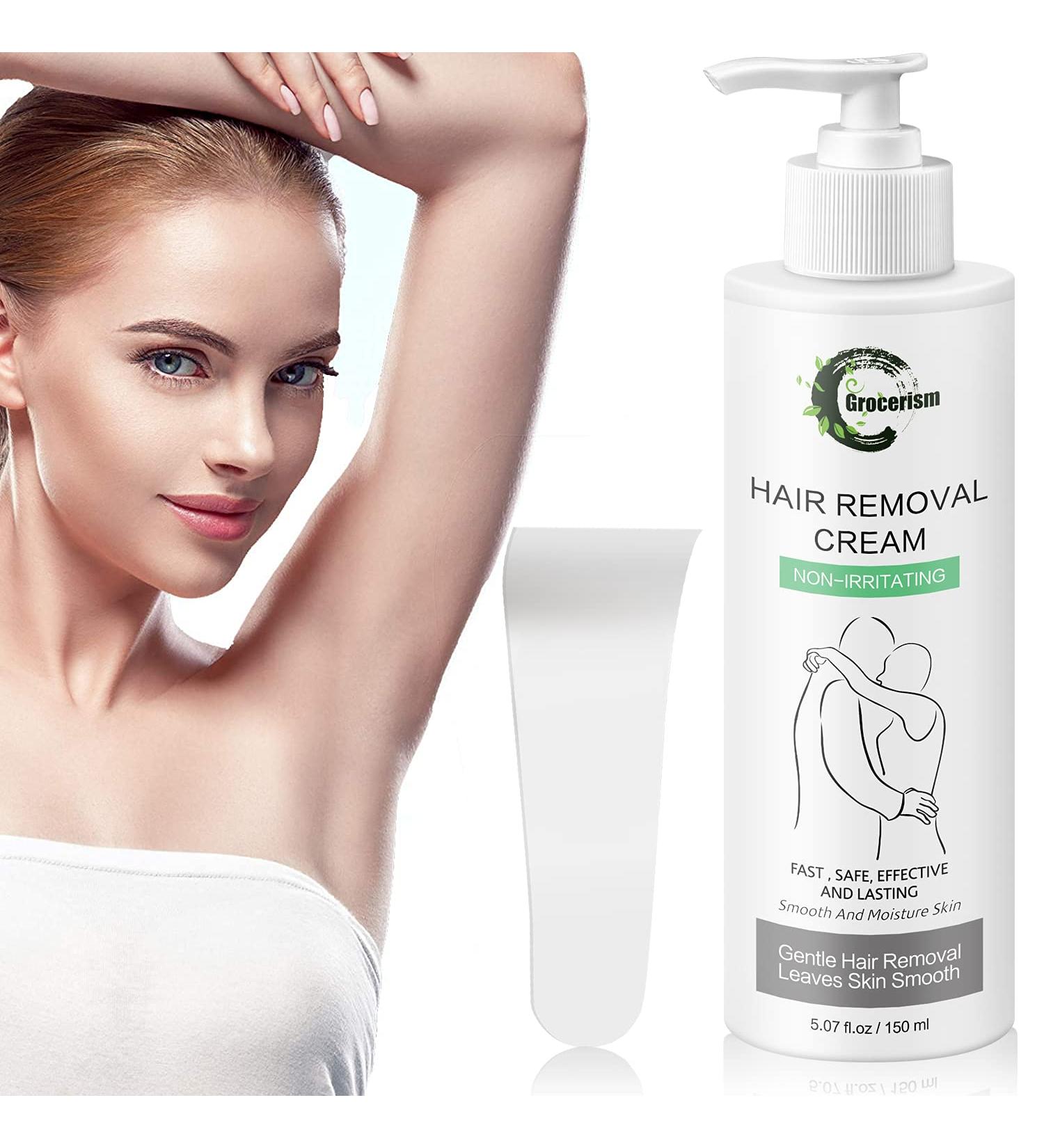Painless Natural Hair Removal Cream for Men and Women - Gentle Depilatory Cream for Sensitive Skin - Ideal for Bikini, Intimate Areas, Arms, Legs, Underarms, Chest - 5.07 fl oz - Buy Online on GoSupps.com