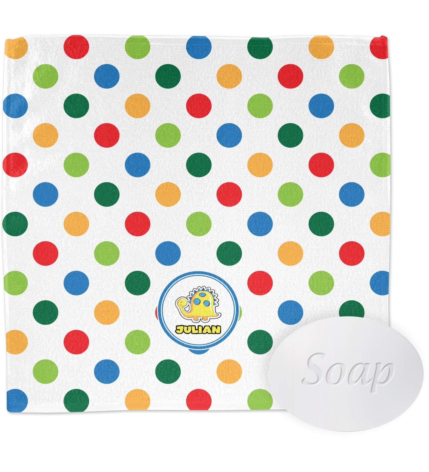 YouCustomizeIt Personalized Dots & Dinosaur Washcloth