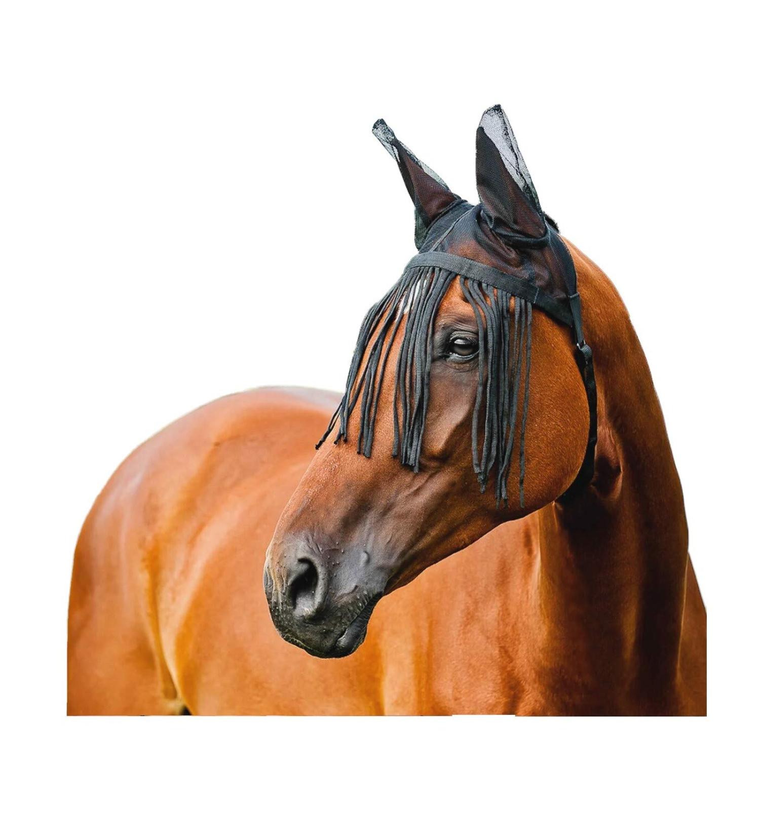 netproshop Soft fly mask fly protection with fringes Black Shetty-XLFull Selection:Full
