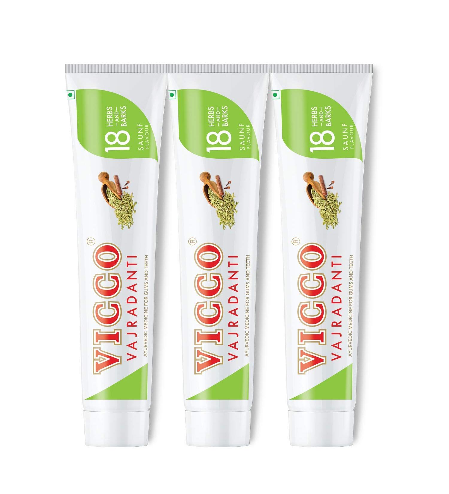 Vicco Vajradanti Ayurvedic Paste - 18 Herbs & Barks Saunf Flavor 160g (Pack of 3) | Premium Natural Oral Care - International Shipping - Buy Online on GoSupps.com