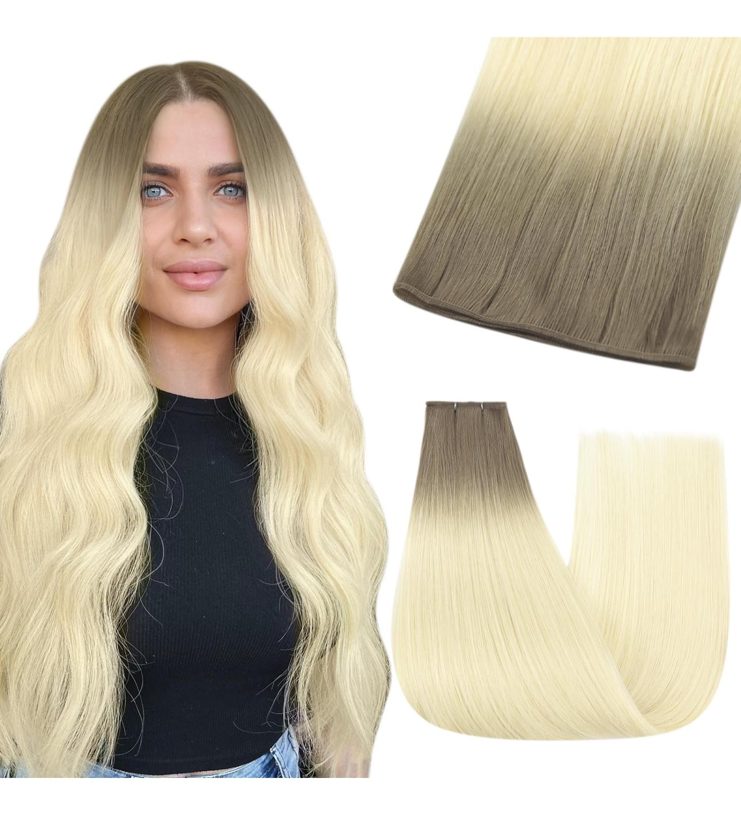 Youngsee Genius Real Hair Ombre Extensions - 60cm Light Brown to Platinum Blonde 25g #R8T60 - Virgin Brawl Quality - Buy Online on GoSupps.com