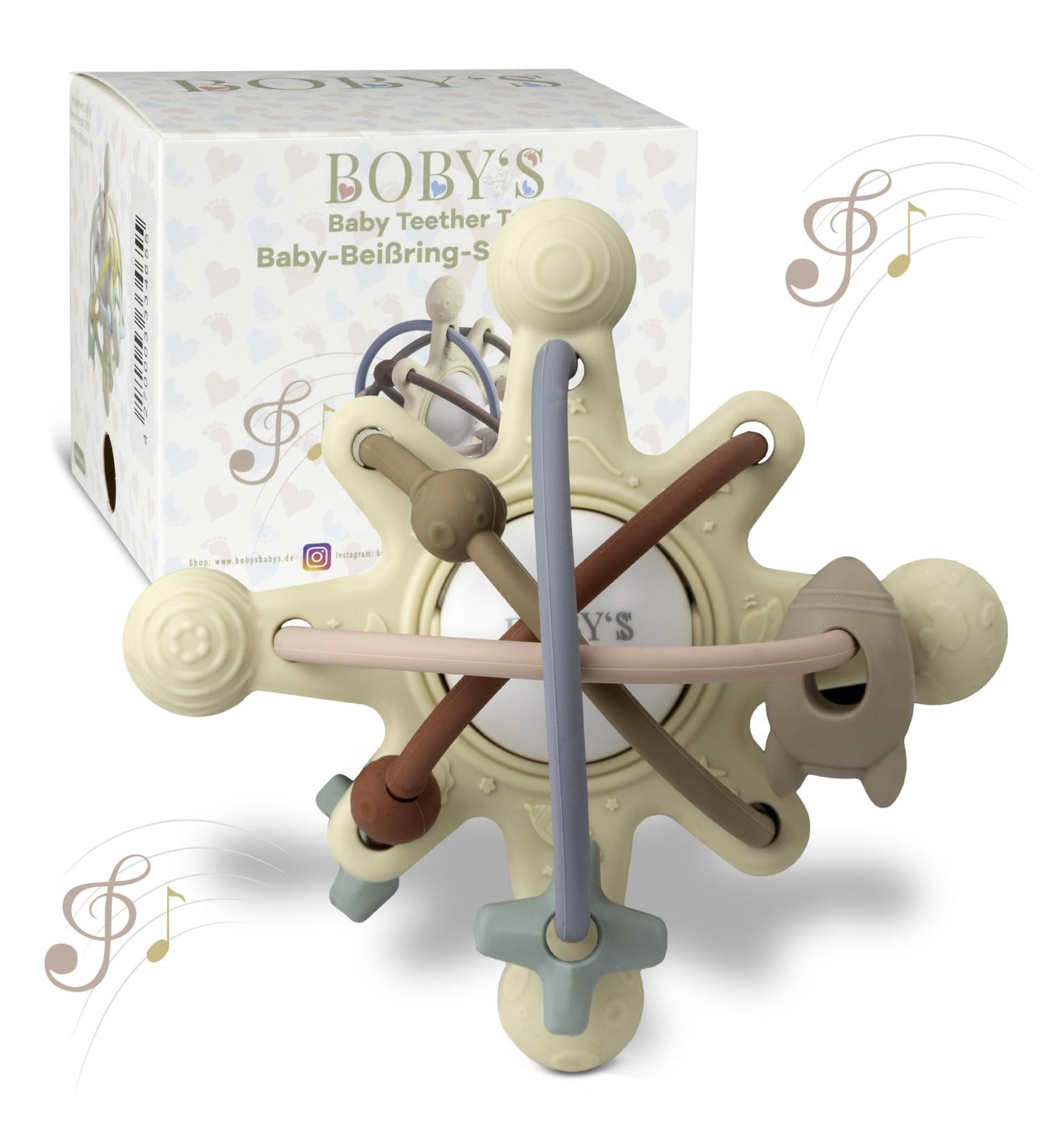 Bobys Sensory Baby Bei ring - Navajo White BPA-Free Silicone Teething Toy & Rattle | Multifunctional & Easy to Clean Dental Aid - Buy Online on GoSupps.com