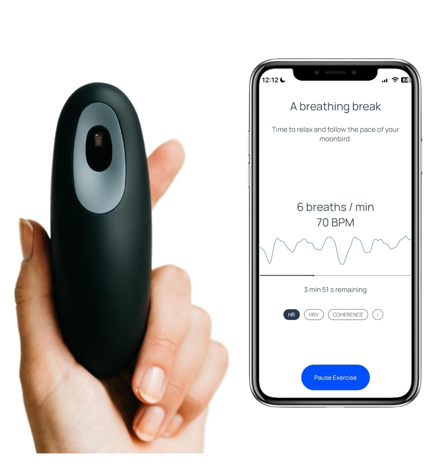 Moonbird Breathing & Meditation Device | Sleep Aid for Adults | Stress & Fear Relief | Black & Gray - Buy Online on GoSupps.com