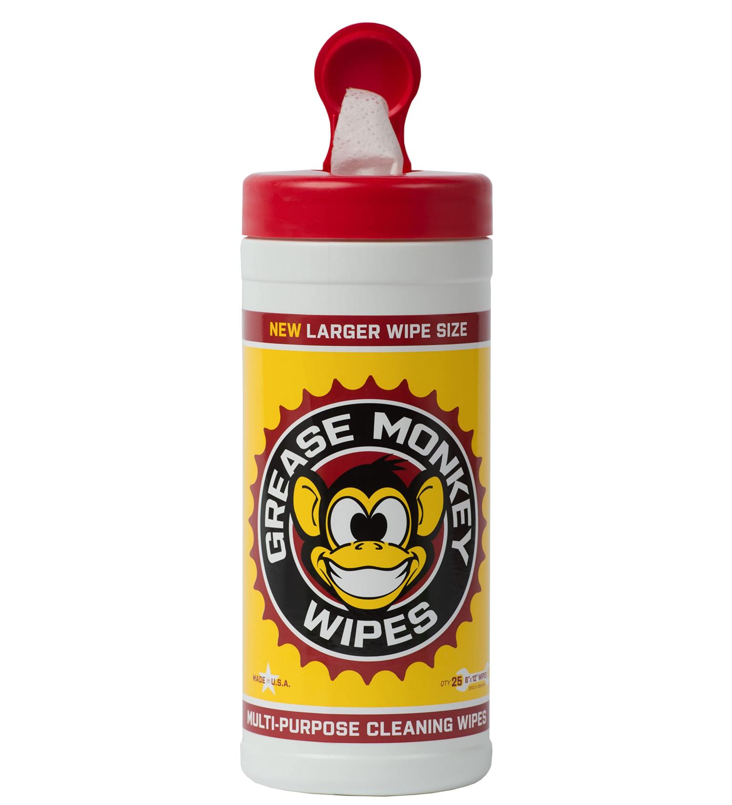 Grease Monkey Wipes, Multi-Purpose, Heavy Duty Cleaning Wipes Canister, 25-Count