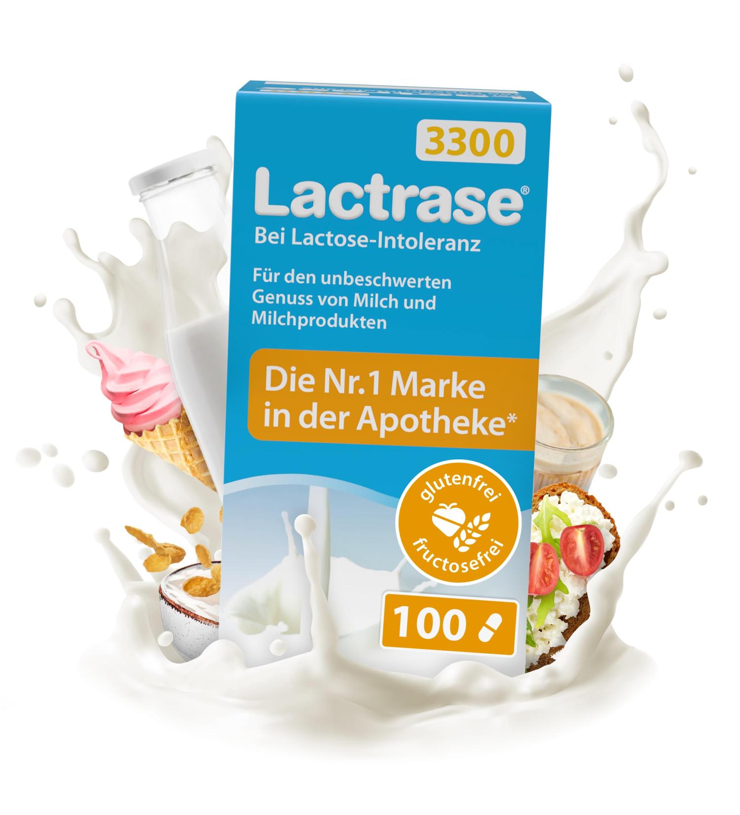 Pro Natura Lactrase 3300-100 | Lactase Capsules for Lactose Intolerance | Enjoy Milk & Dairy Carefree - Buy Online on GoSupps.com