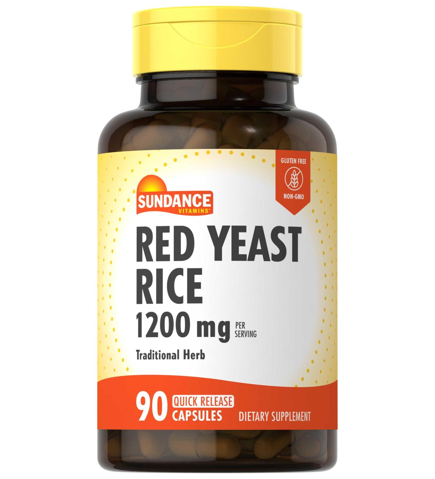 Sundance Red Yeast Rice 1200mg Capsules | Traditional Herbal Supplement | Non-GMO and Gluten Free Formula - Buy Online on GoSupps.com