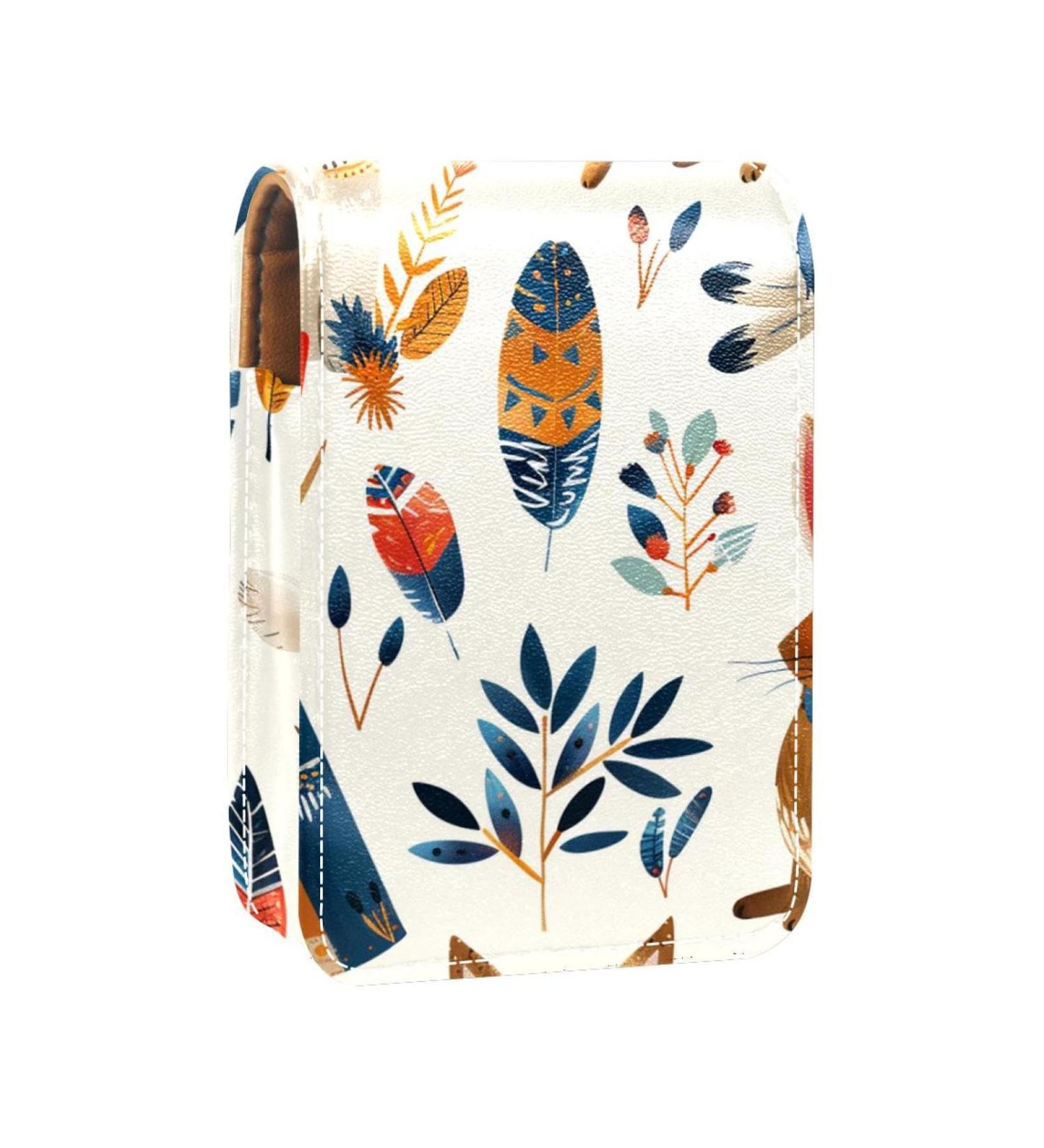 Shop Stylish Leather Lipstick Case | Mini Organizer with Mirror & Ethnic Indian Cartoon Design - Ideal for Lip Gloss & Lipstick | International Shipping Available - Buy Online on GoSupps.com