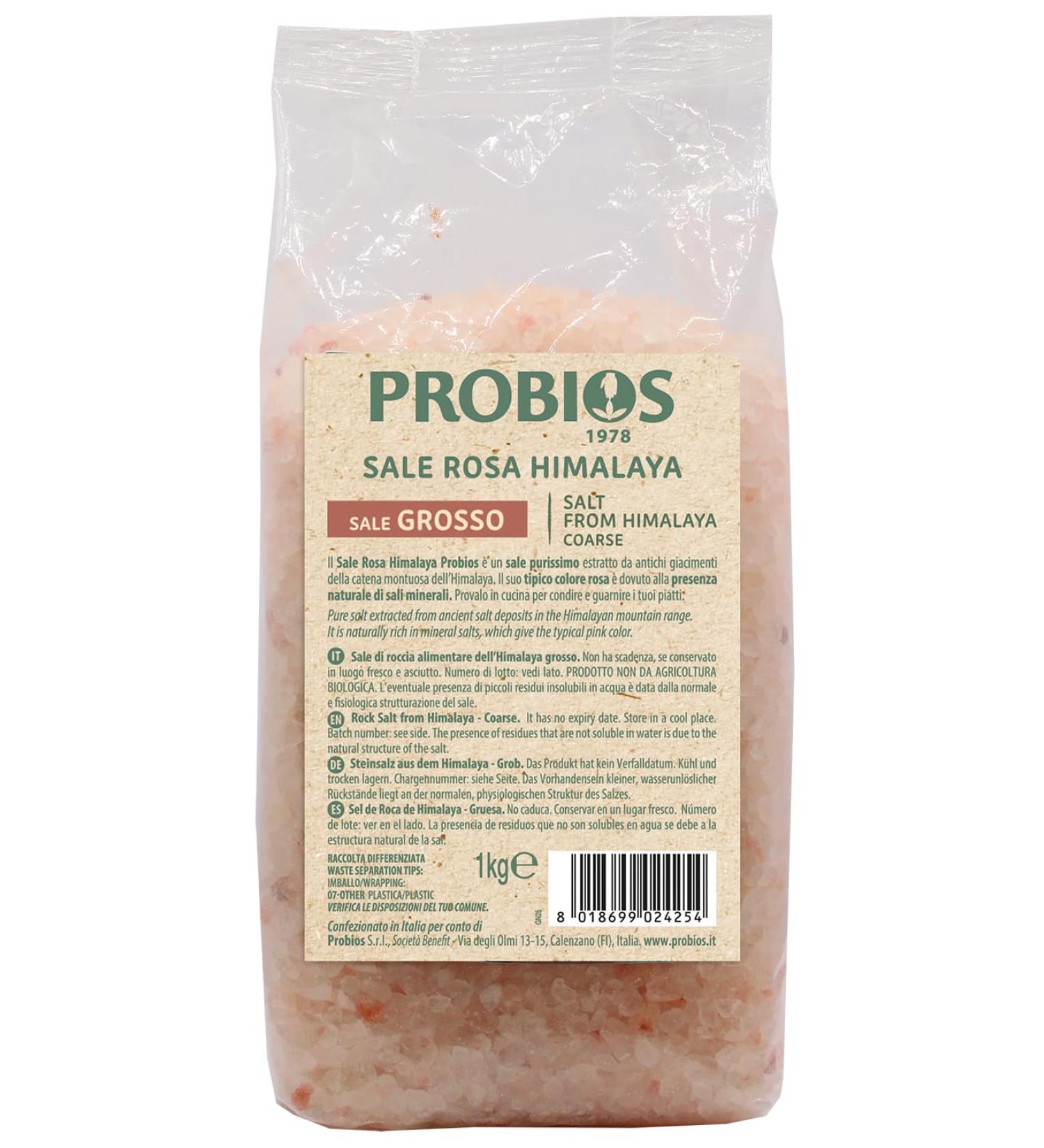 Probios Probios Whole Coarse Himalayan Pink Salt - Natural and Unrefined - Pink Salt with No Additives - 1 kg