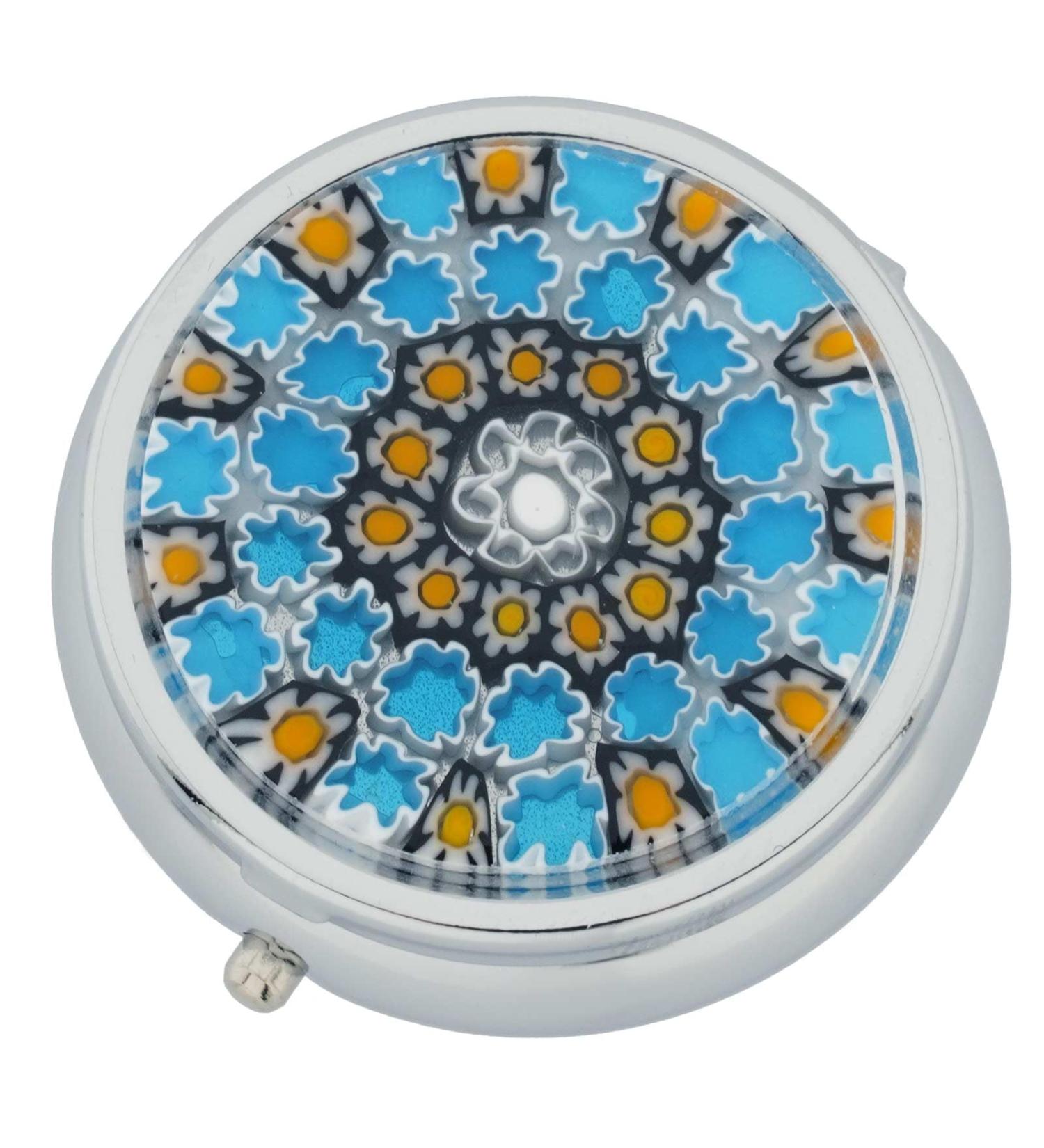 Murano Glass Millefiori Pill Box - Silver Round | GlassOfVenice | International Shipping - Buy Online on GoSupps.com