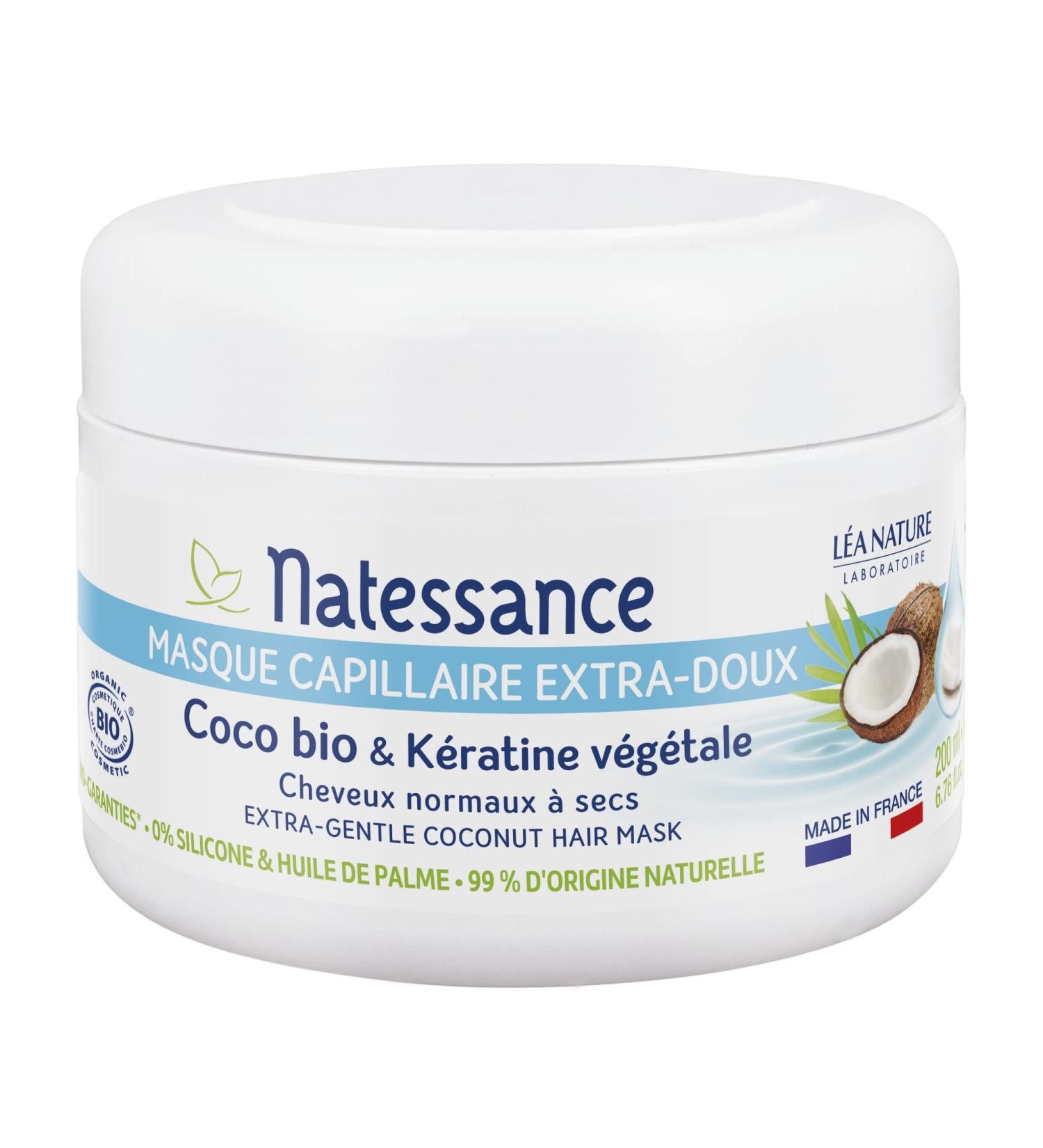 Natessance Extra Soft Hair Mask - Organic Coconut & Vegetable Keratin - 200ml | Certified Organic Cosmos - Buy Online on GoSupps.com
