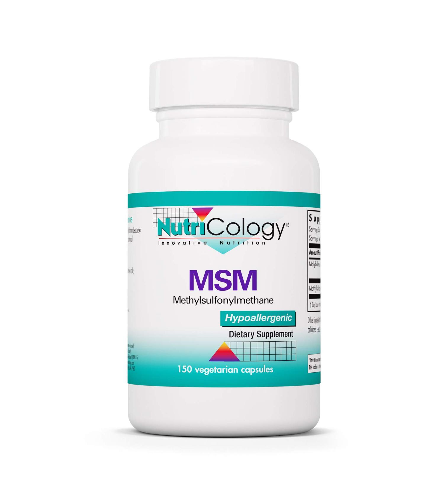 Nutricology MSM Supplement - Joint Support Methylsulfonylmethane for Hair Growth Skin & Nails 500 mg Vegetarian Capsules - 150 Count - Buy Online on GoSupps.com
