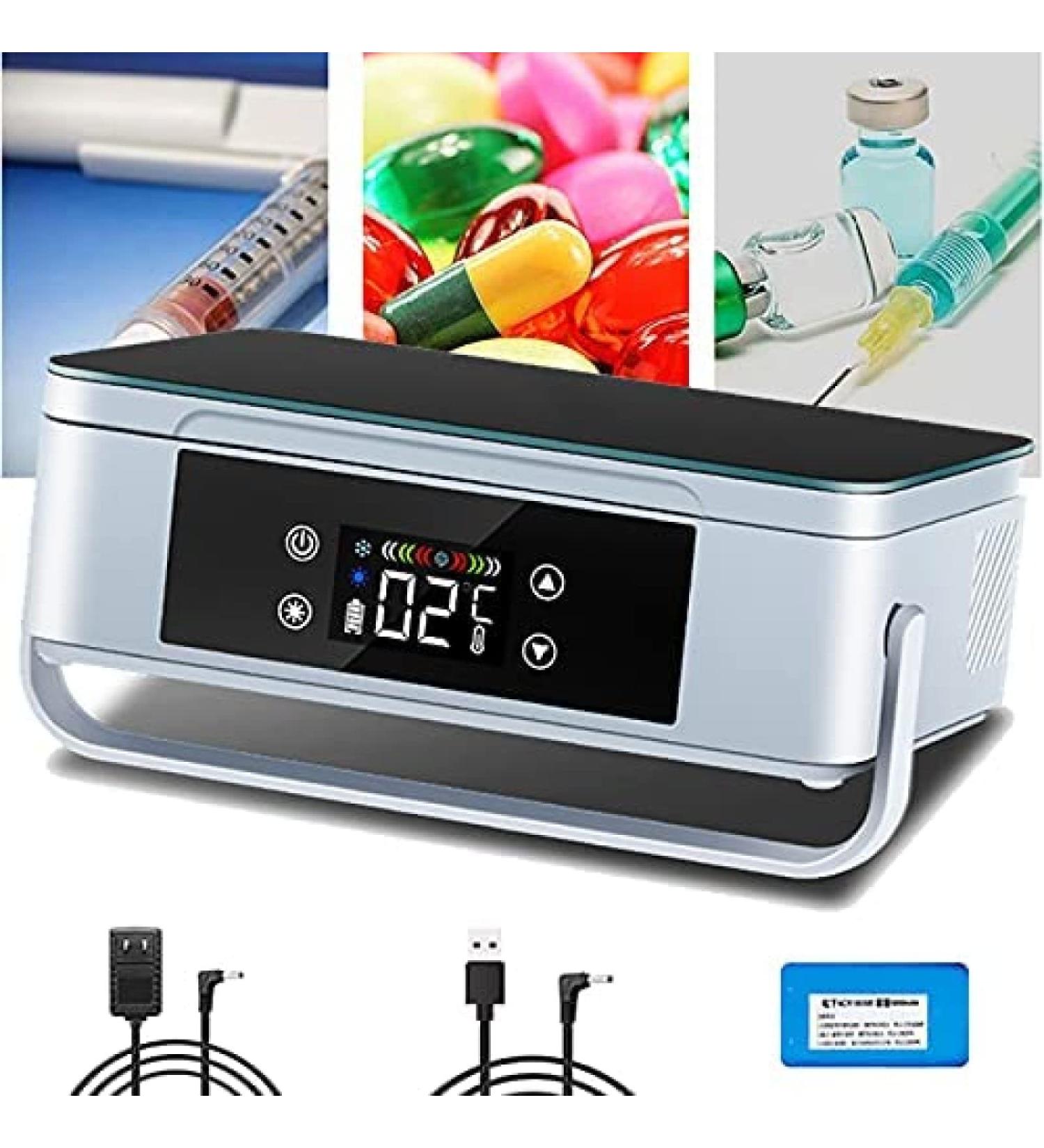 Portable Insulin Cooler High Capacity Insulin Refrigerated Box 2-8 C Small Thermostat Drug Reefer Mini Car Refrigerator 10000mAh Built-Battery For Home Airplane Camping 1 battery - Buy Online on GoSupps.com