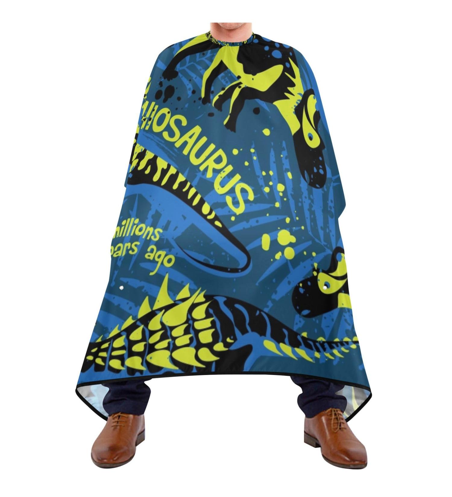 Waterproof Barber Cape - Dino Pattern on Blue & Cheetah Haircut Bib for Men | Unisex Hair Cutting Cape - Shop Now - Buy Online on GoSupps.com