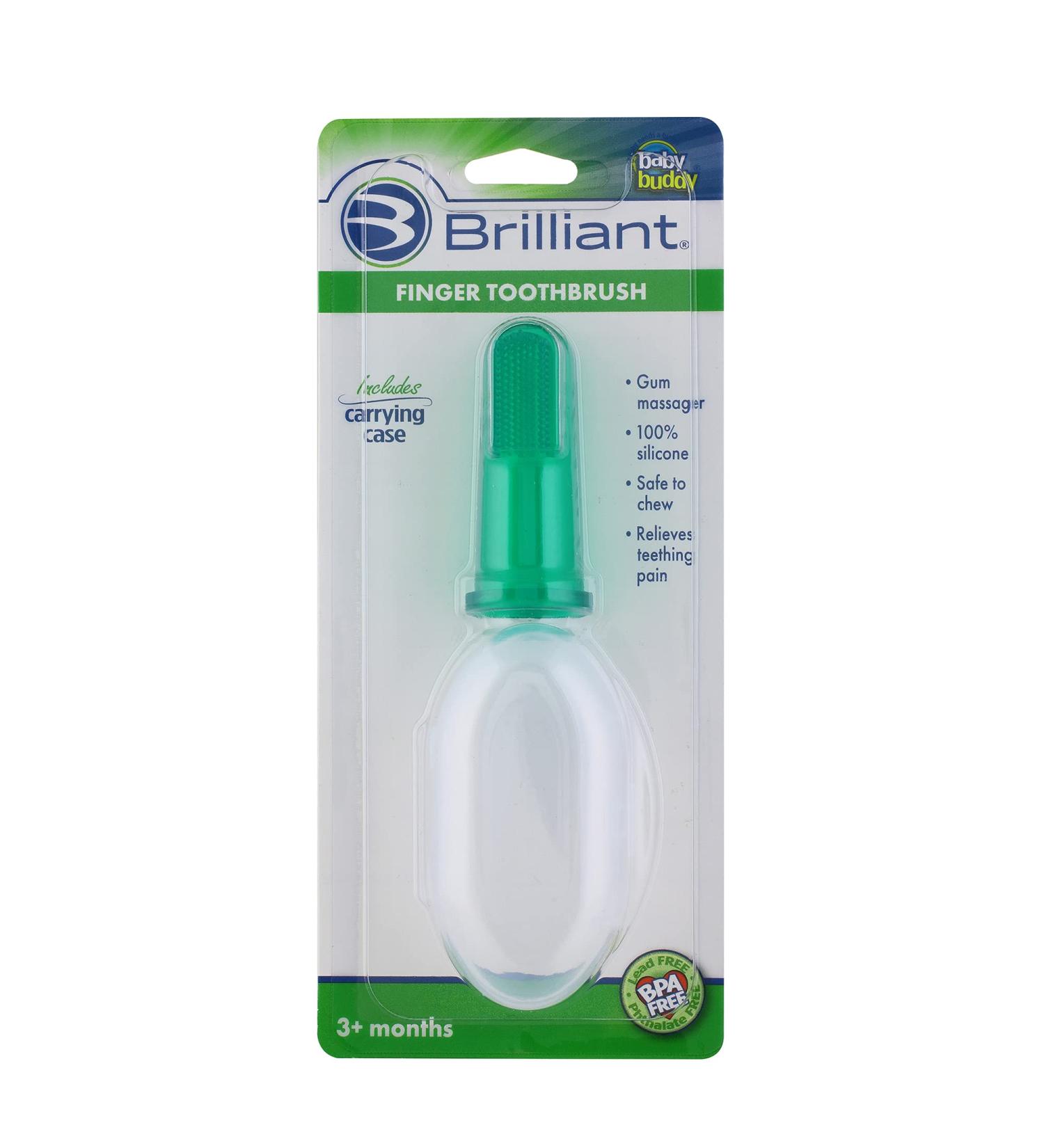 Baby Finger Toothbrush with Case - Silicone Gum Massager for Babies and Toddlers | Oral Hygiene Essentials for Newborns | Green - Buy Online on GoSupps.com