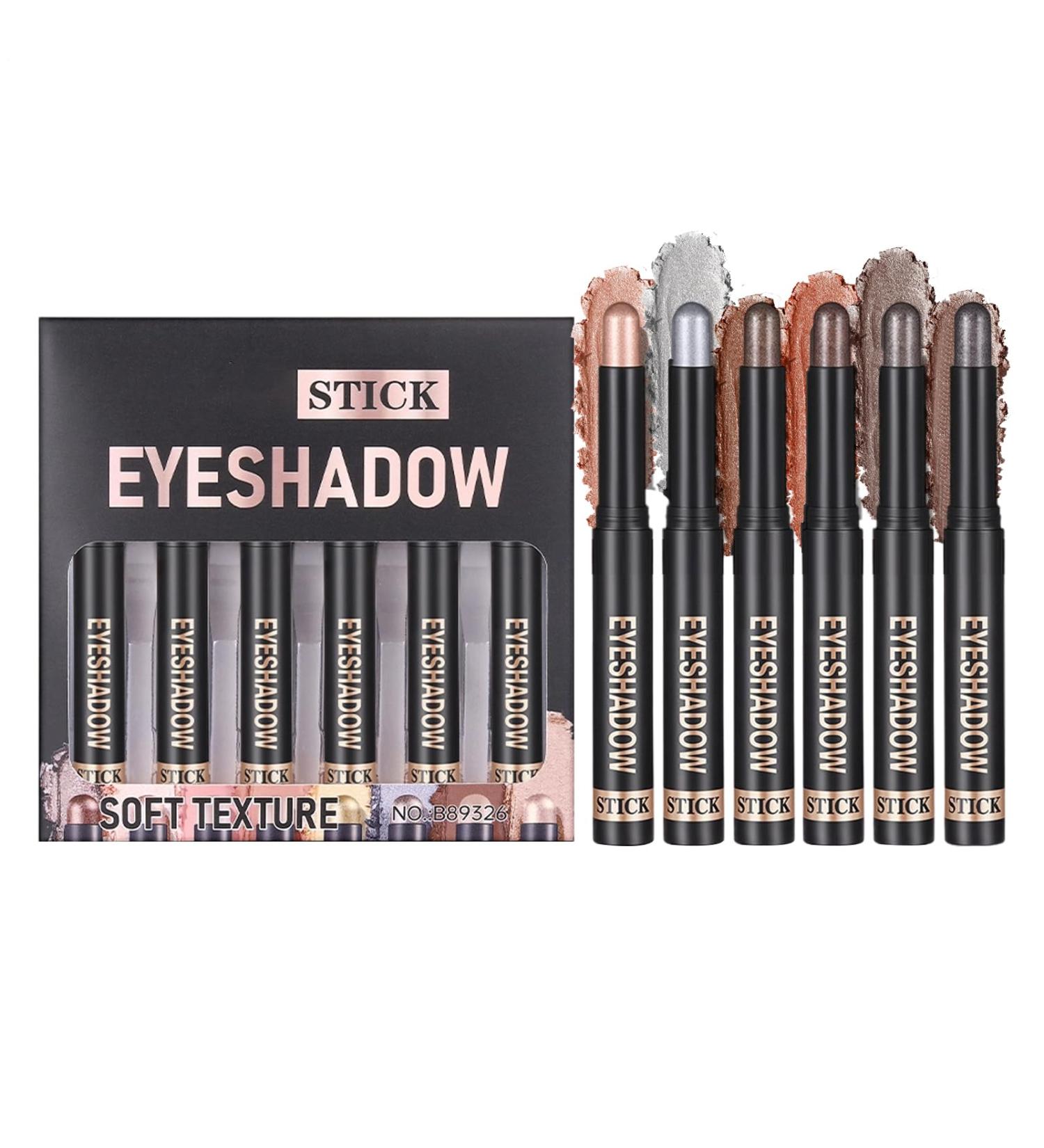 Stick Eyeshadows | 6 Pcs Cream Eyeshadow Pencils Waterproof Matte and Shiny Effect Anti-Smudging Eye Shadow for Girls Women Ideal for Travel and Birthday Party - Buy Online on GoSupps.com