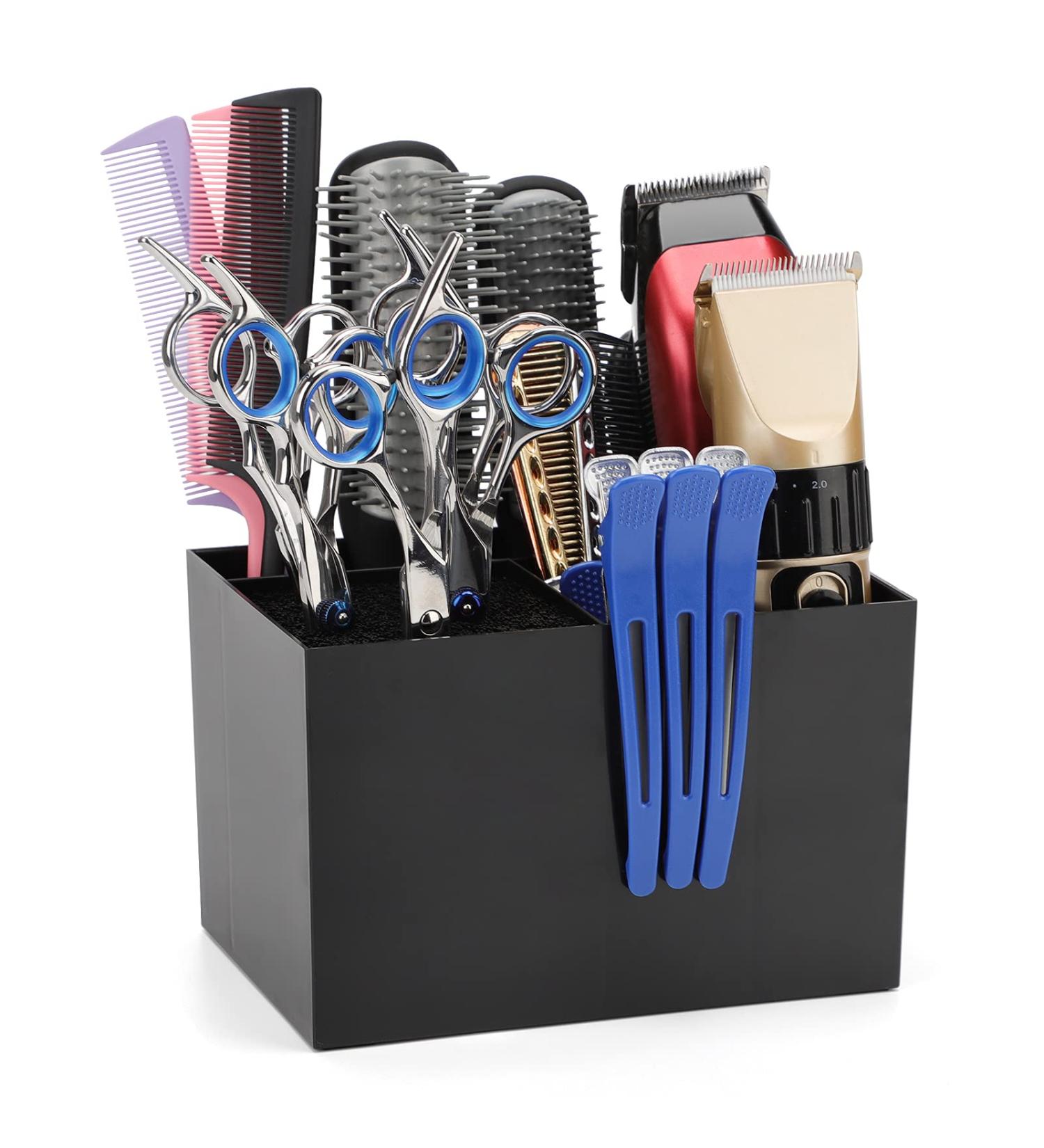 Segbeauty Professional Barber Tools Holder - Extra Large Hair Cutting Scissors & Brush Organizer for Hairdressing | Durable Storage Rack for Clippers Combs & Accessories - Black - Buy Online on GoSupps.com