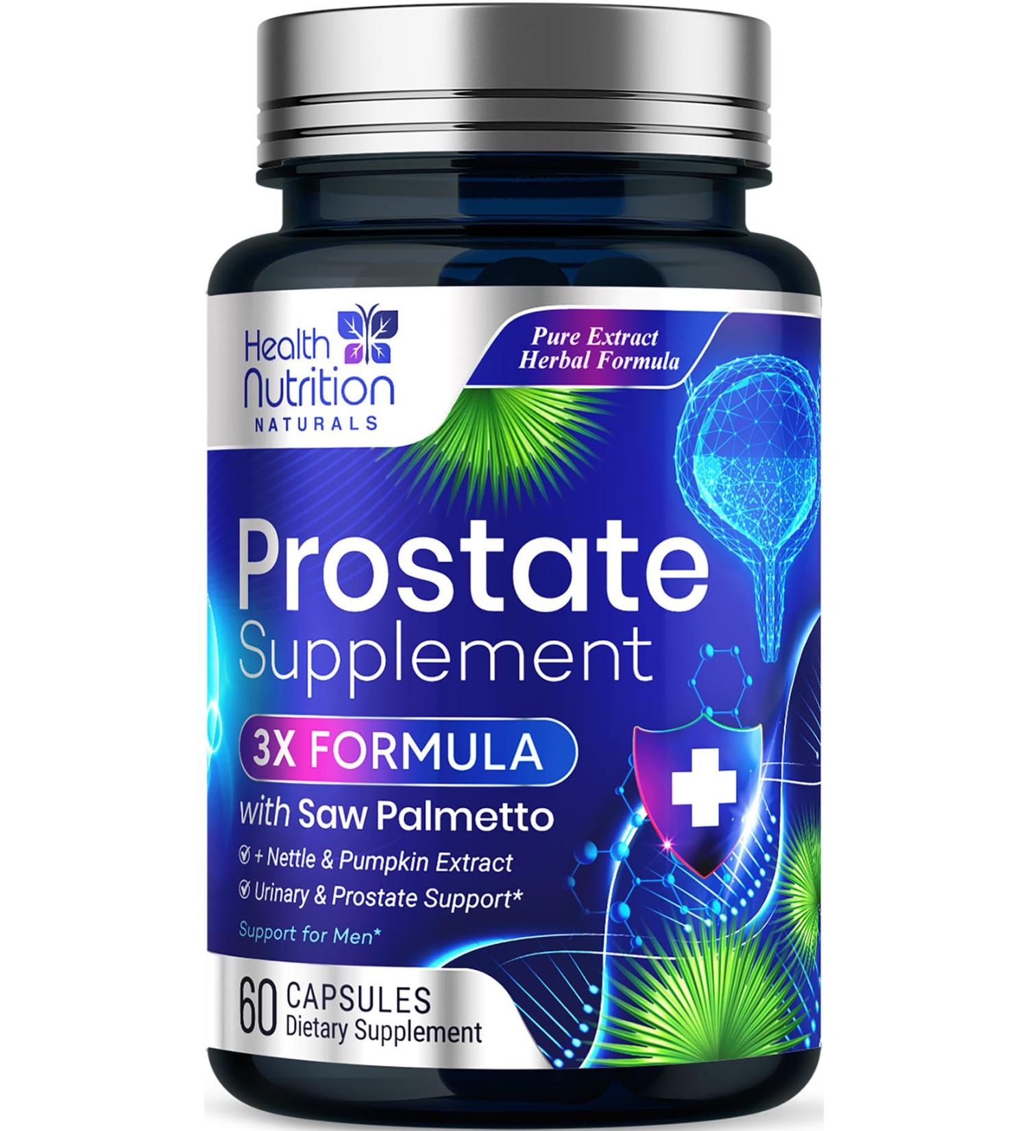 Prostate Health Supplements for Men 1000mg - 3X Strength with Saw Palmetto Blend Stinging Nettle Root & Pumpkin Seed Support Complex - Supports Bathroom Trips Prostate & Urinary Health - 60 Capsules 60 Count (Pack of 1) - Buy Online on GoSupps.com