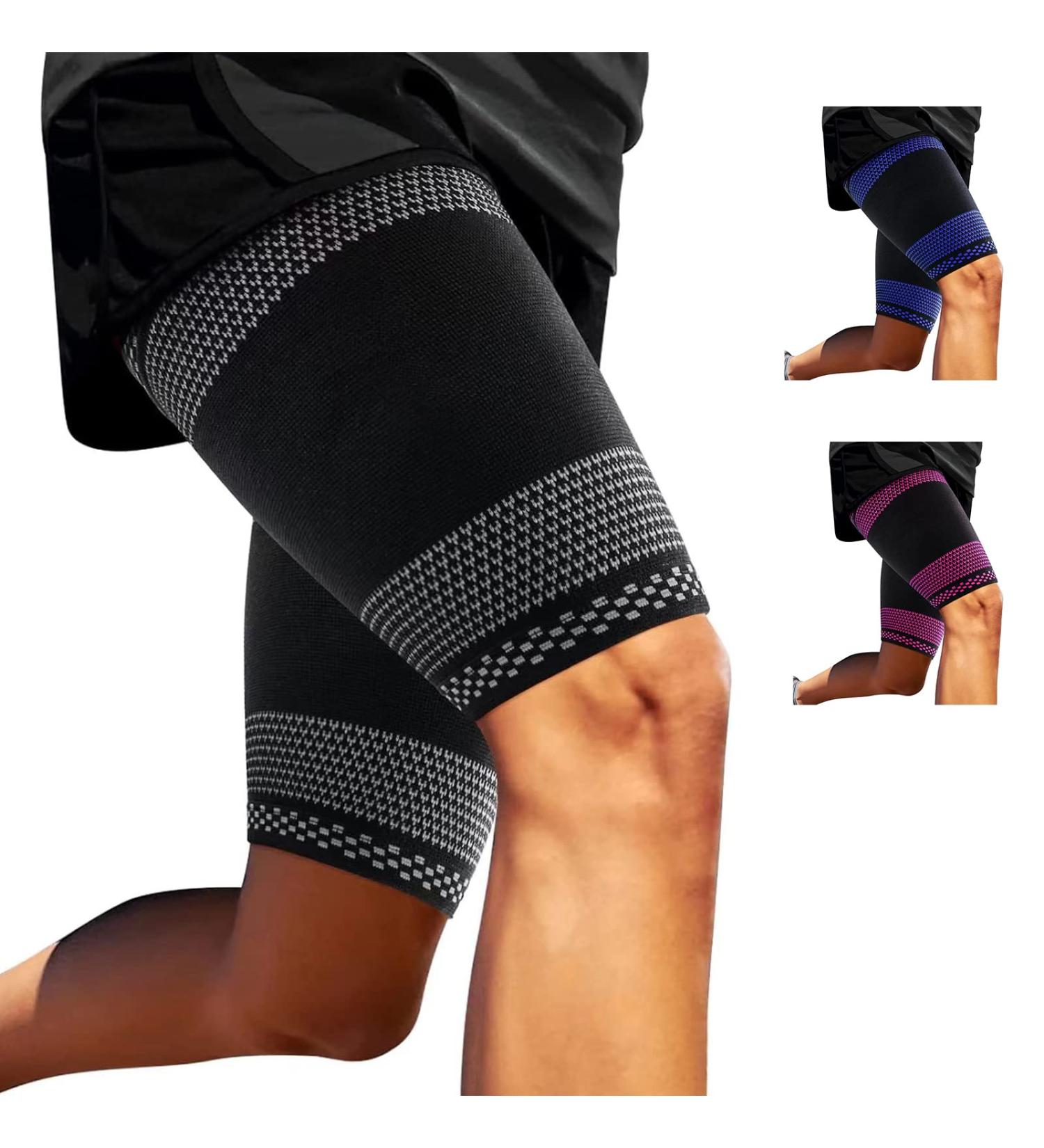 Buy Abyon Thigh Bandage for Men & Women - 2 Pack Compression Support for Knee Quad & Groin Pain Relief - Breathable & Non-Slip - Large Black - Buy Online on GoSupps.com