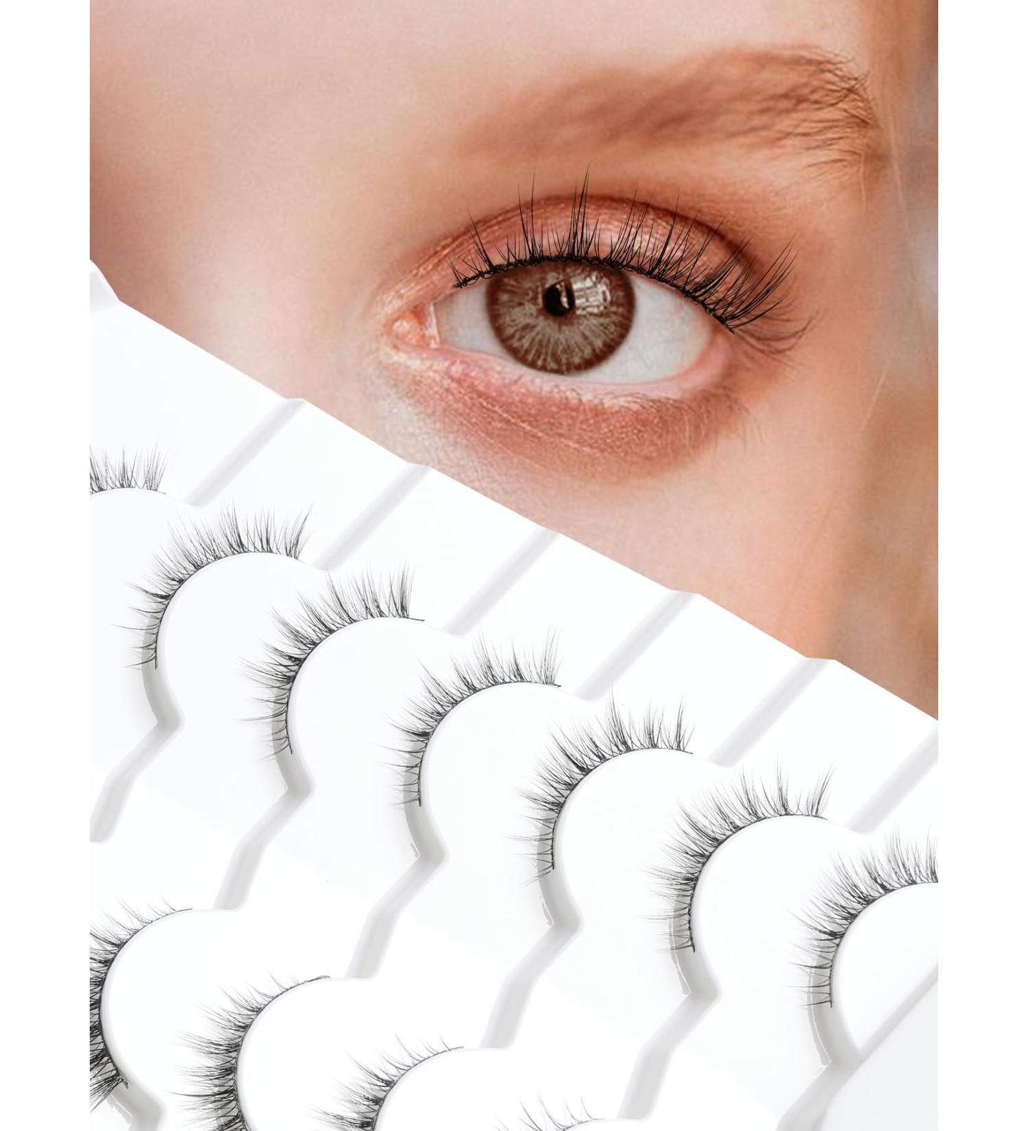 Natural Wispy Eyelashes - 12mm C Curl Fake Lashes | 7 Pairs 3D Volume Short Lashes | Siligli S50 Airy Cat - Buy Online on GoSupps.com