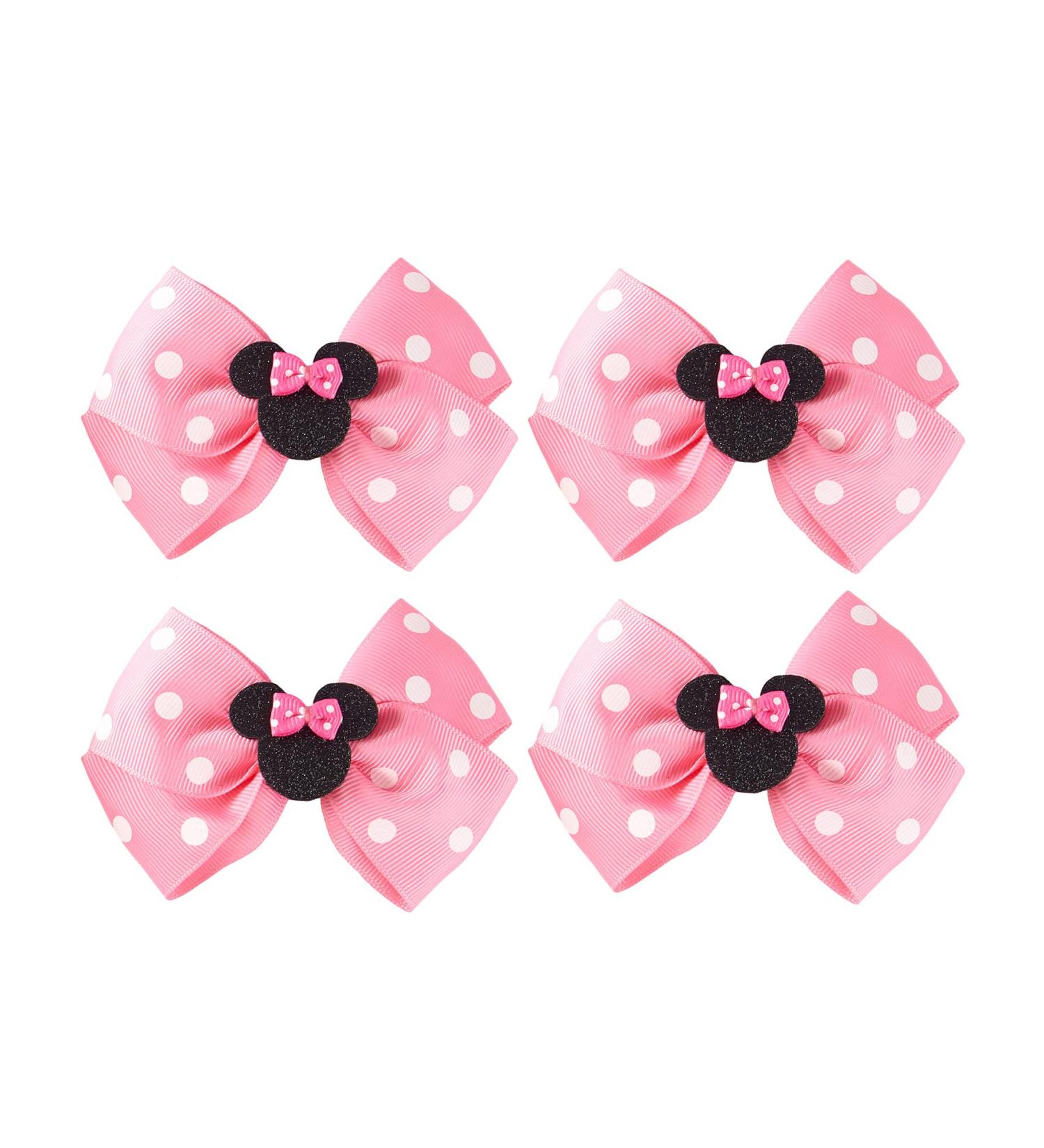 4Pcs 4Inch Polka Dot Pink Mouse Ears Bow Clips for Girls & Women - Birthday Party Decorations & Costume Hair Accessories - Buy Online on GoSupps.com