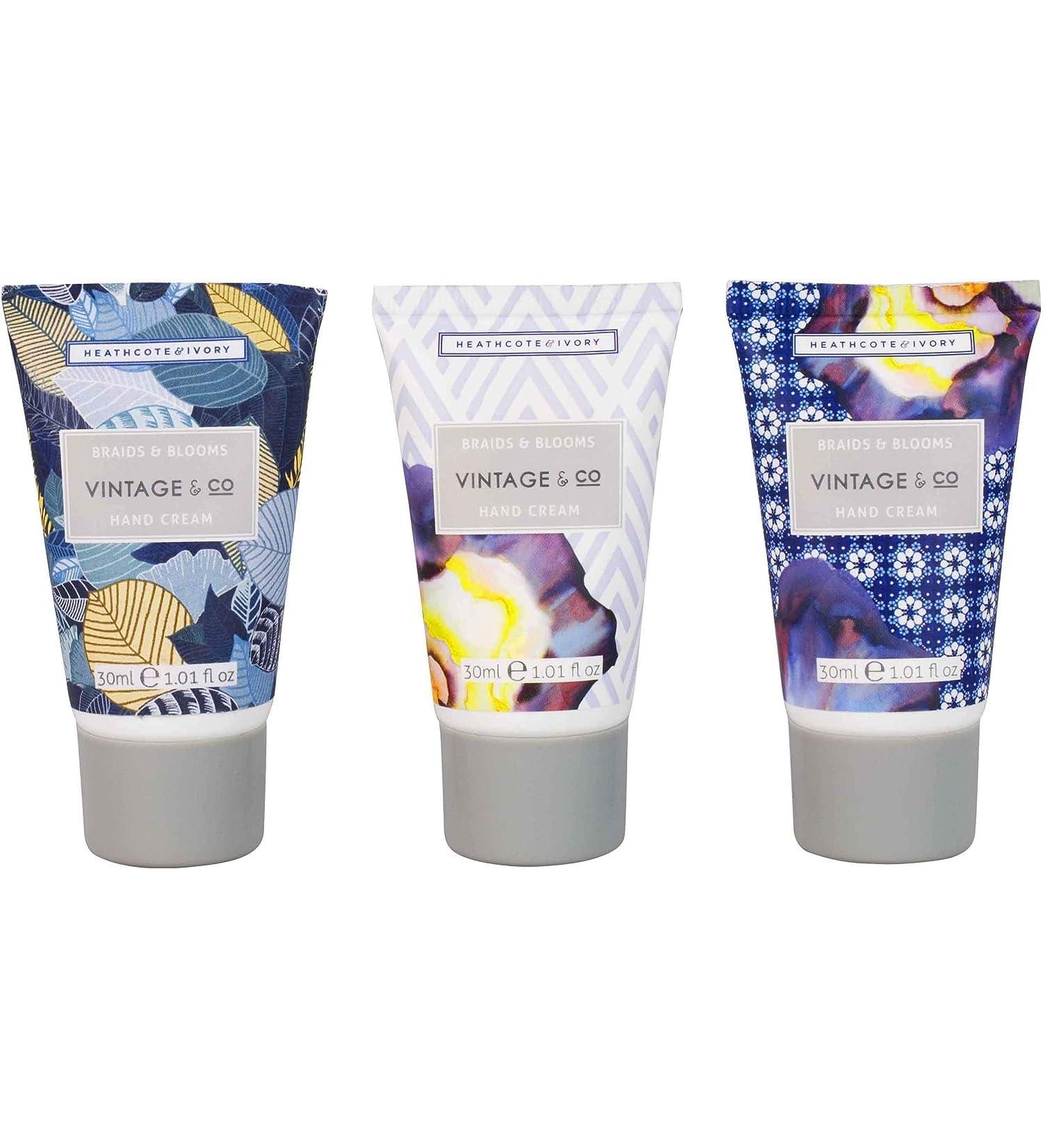 Vintage & Co Beauty Braids & Blooms Coffret cadeau trio de cr me pour les mains | Enrichi en beurre de karit | Sans cruaut envers les animaux et v g talien | Tailles adapt es aux voyages | 3 x 30 ml Encens 30 ml (Lot de 3) - Buy Online on GoSupps.com