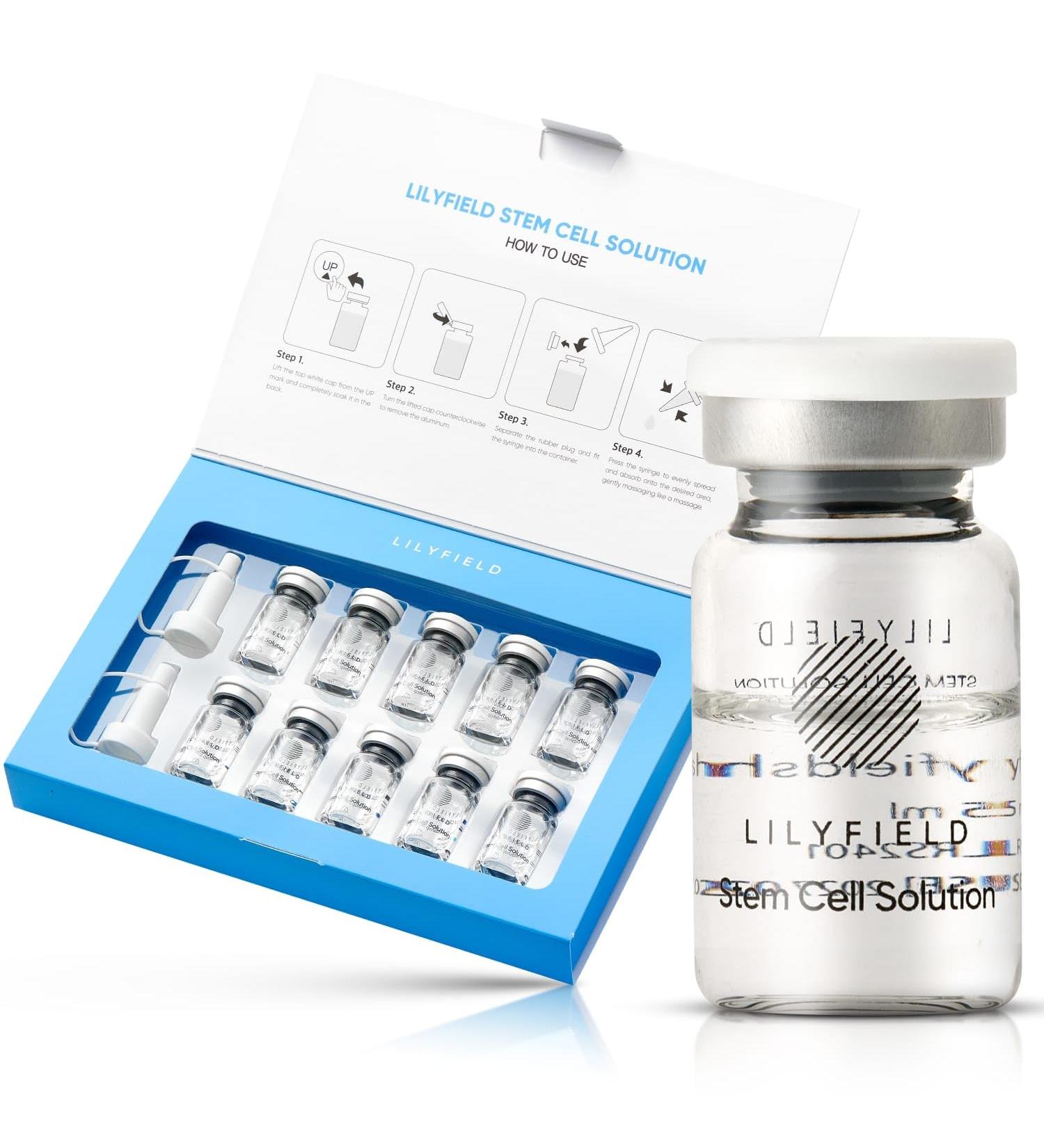 LILYFIELD Stem Cell Solution - Anti-Aging Hyaluronic Acid Serum Ampoules (5mlX10) | Hydrate Skin Reduce Fine Lines & Wrinkles | Korean Skincare for All Skin Types - Buy Online on GoSupps.com