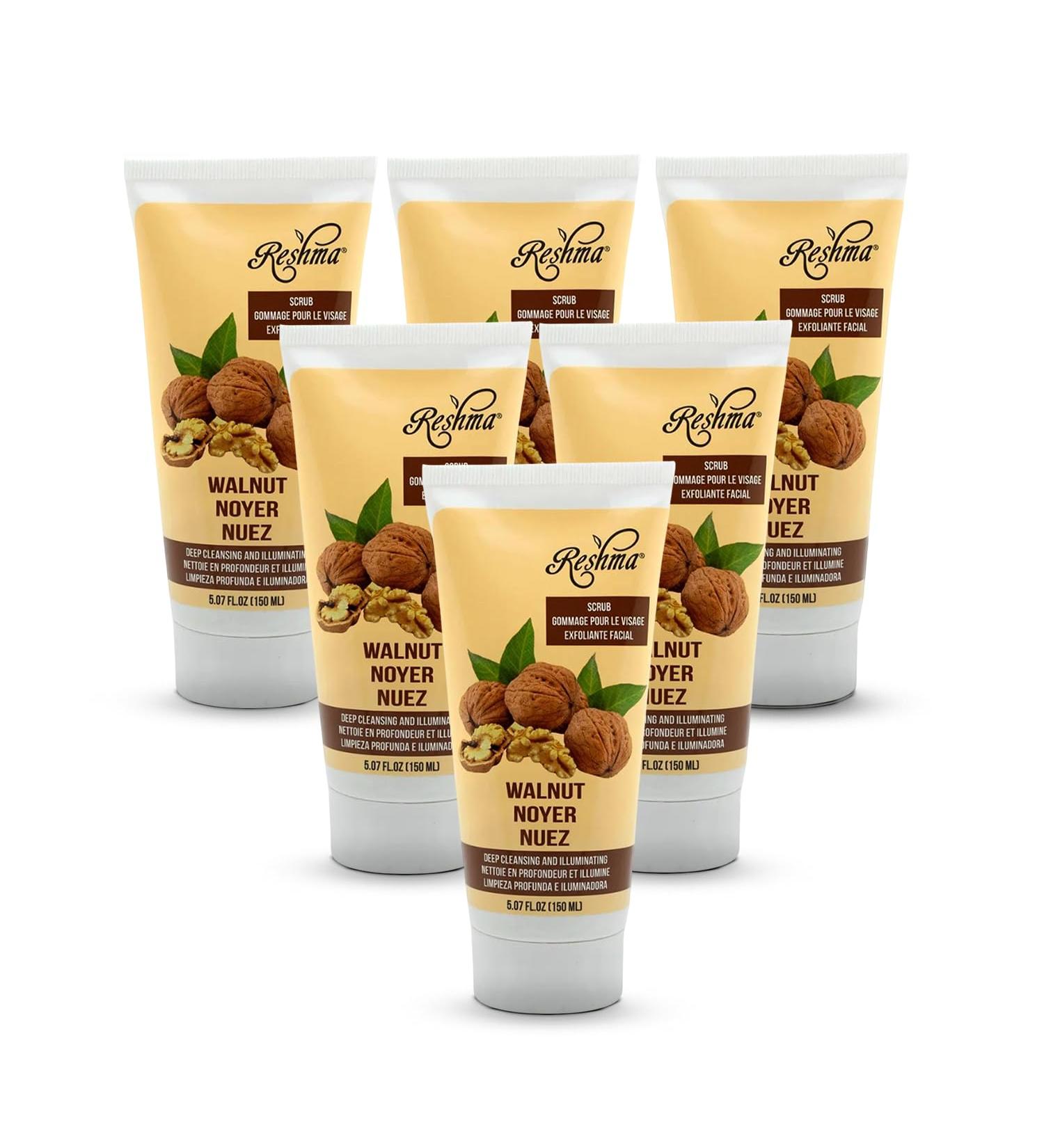 Reshma Beauty Walnut Scrub | Dual Action Cleanser Face & Body Scrub | Gentle for All Skin Types and Dull Skin| Deep Cleansing and Moisturizing| Enhances Natural Glow| Cruelty Free (Pack of 6) Walnut 30.42 Fl Oz (Pack of 1) - Buy Online on GoSupps.com